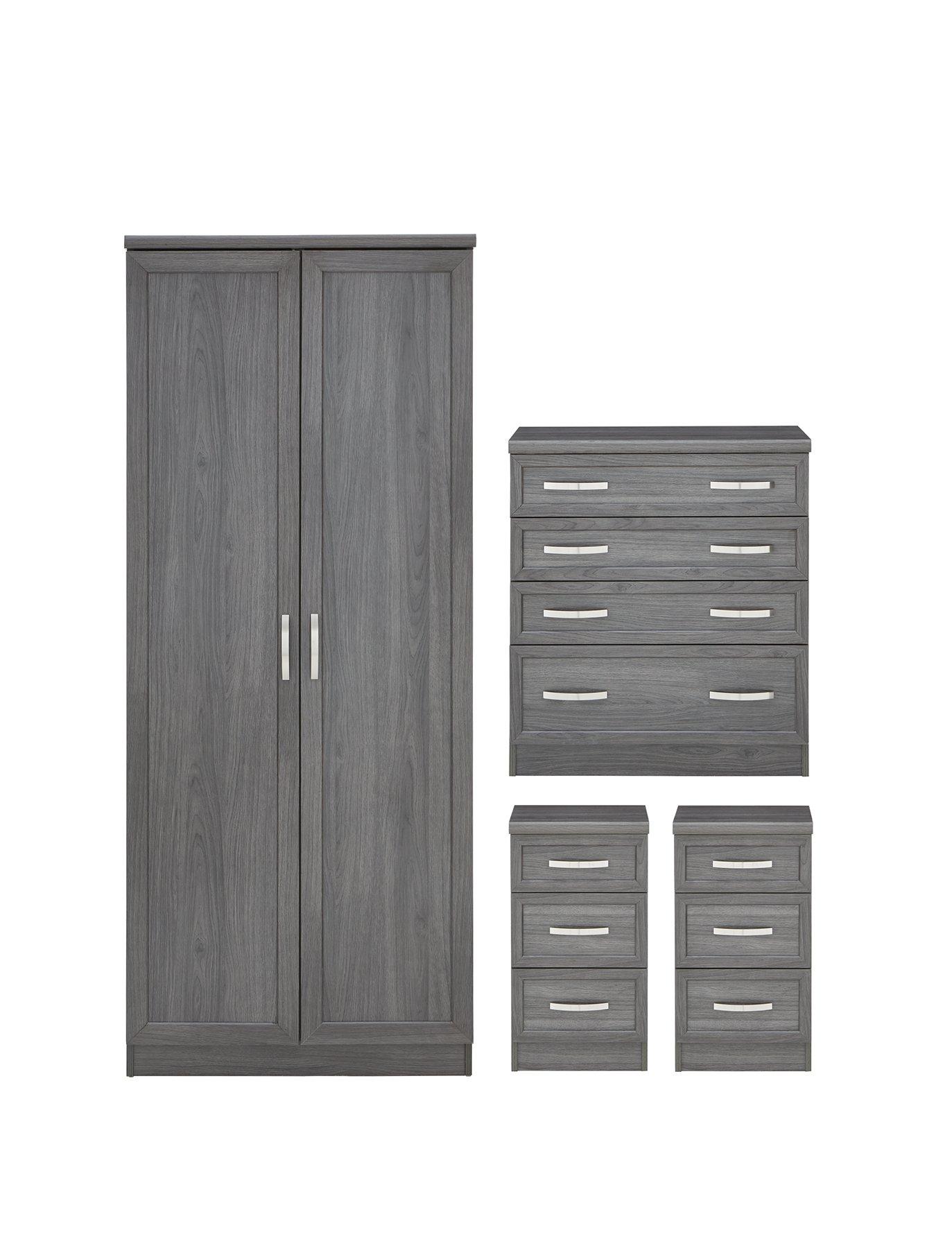 Product photograph of Very Home Camberley 4 Piece Package - 2 Door Wardrobe 4 Drawer Chest And 2 Bedside Chests from very.co.uk