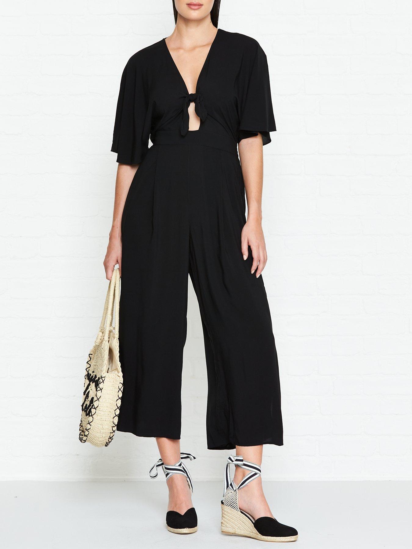 tie front jumpsuit black
