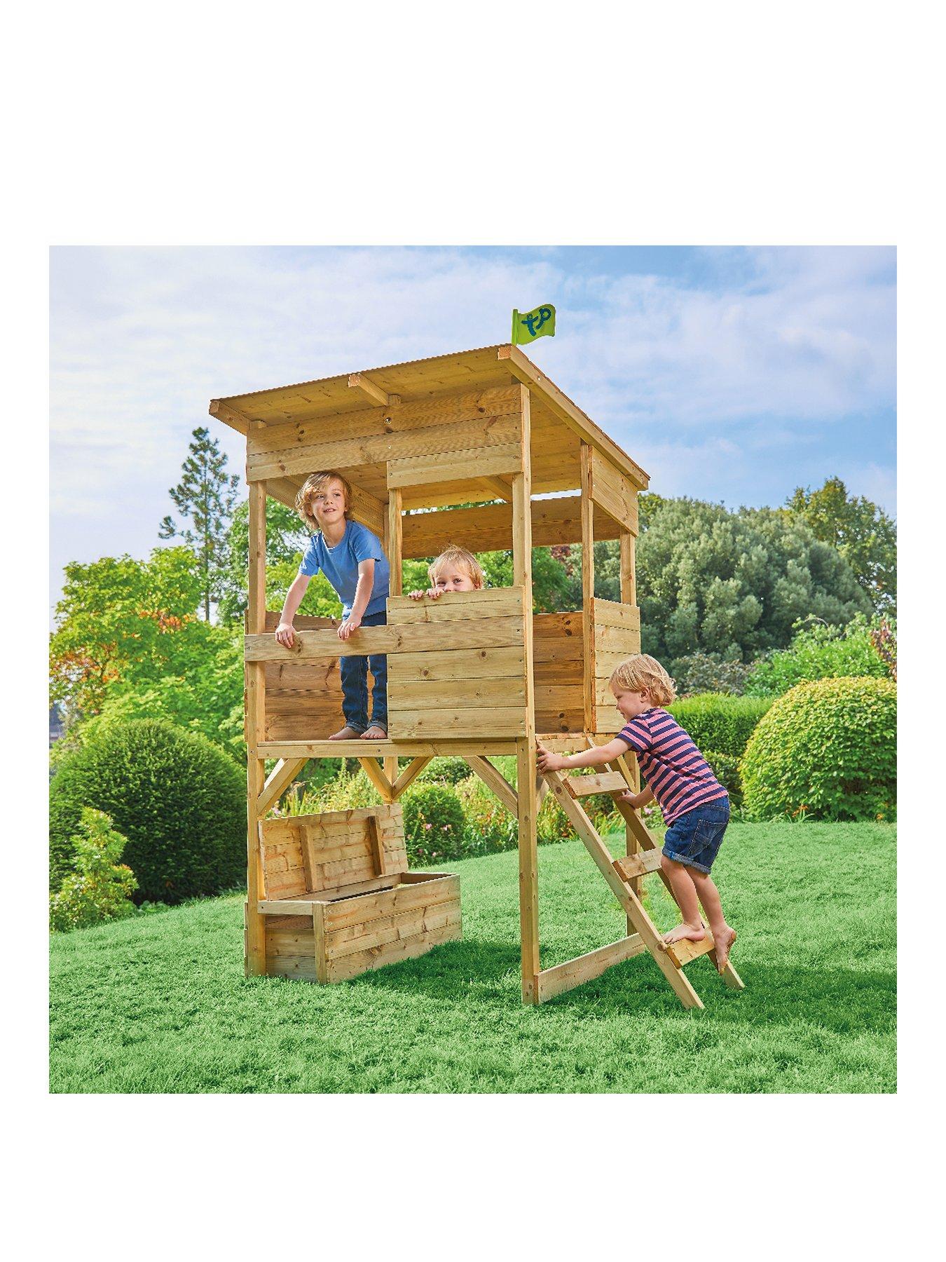 tp wooden playhouse with slide