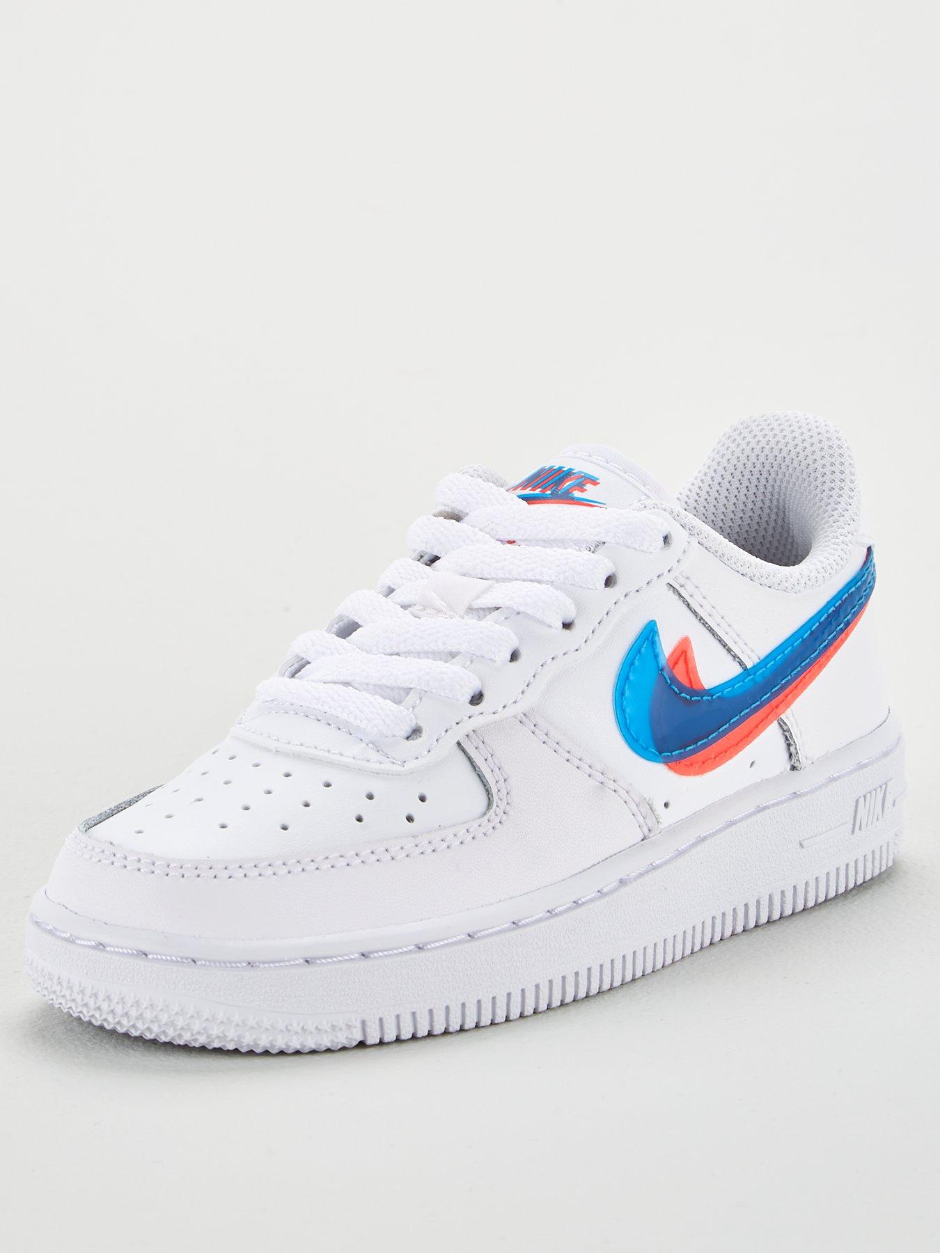 white & blue air force 1 lv8 ksa trainers junior