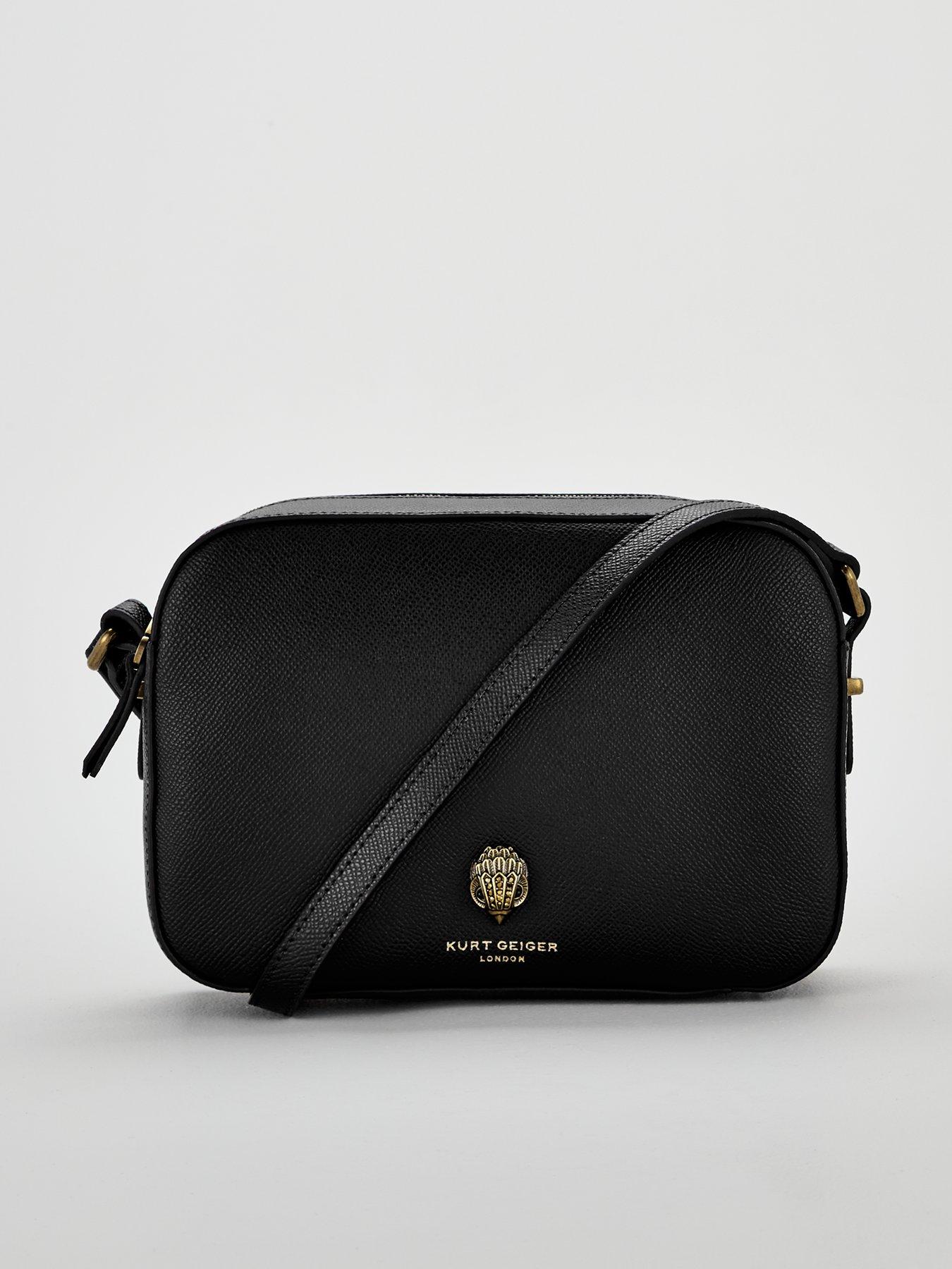 Kurt Geiger Richmond leather cross body bag with eagle trim in black Black