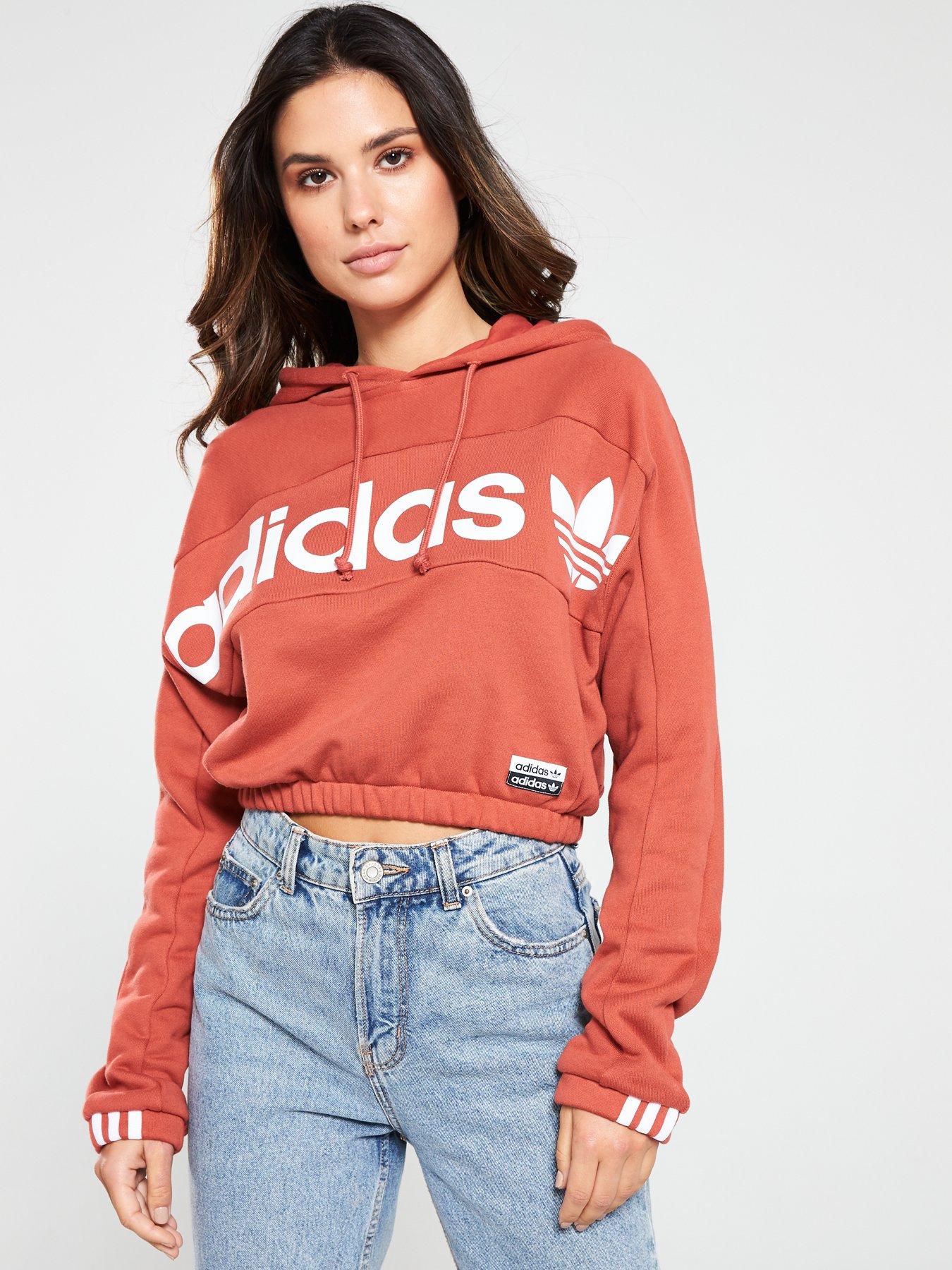 orange adidas cropped hoodie