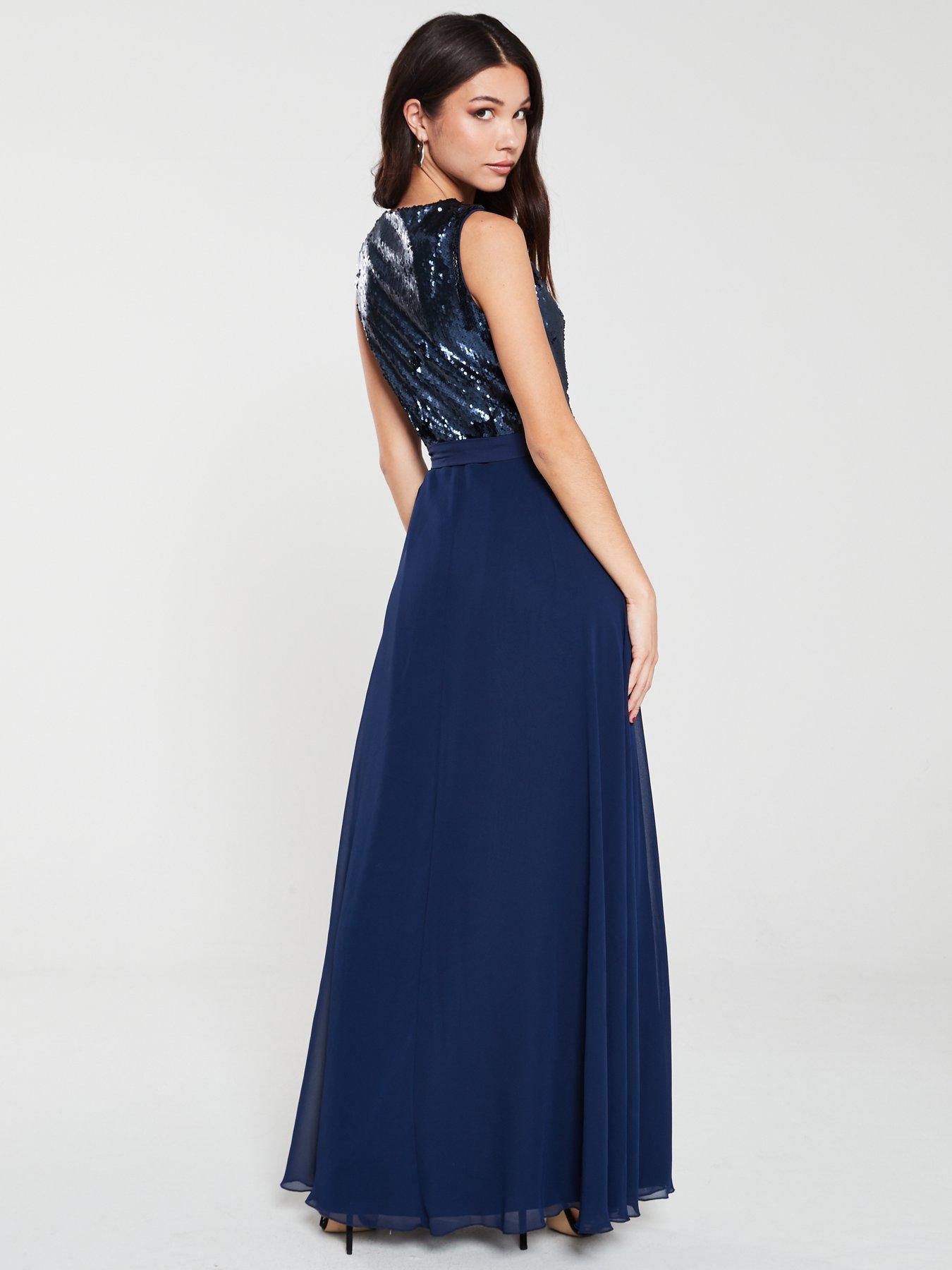 little mistress navy embellished dress