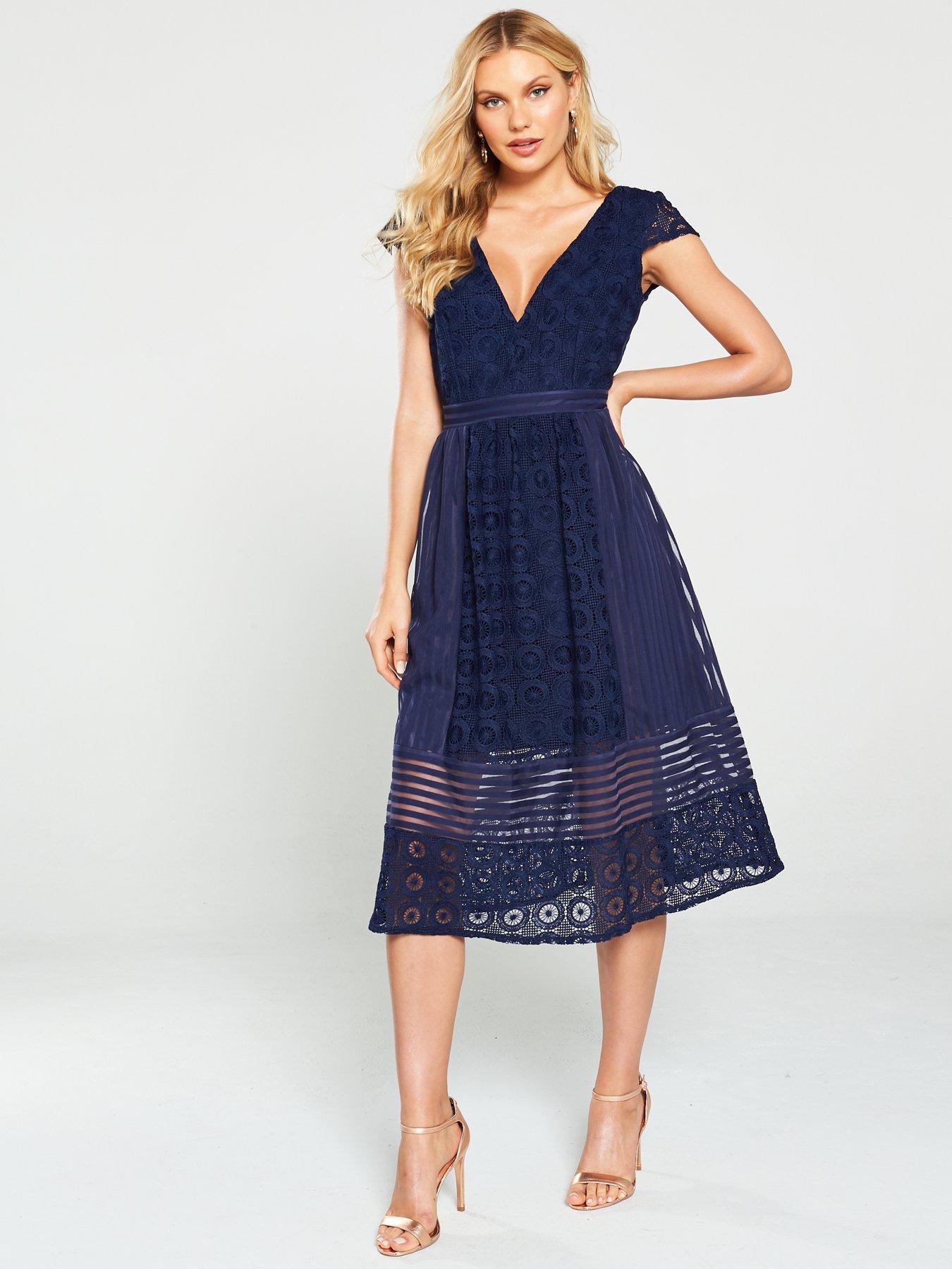 navy lace midi dress uk