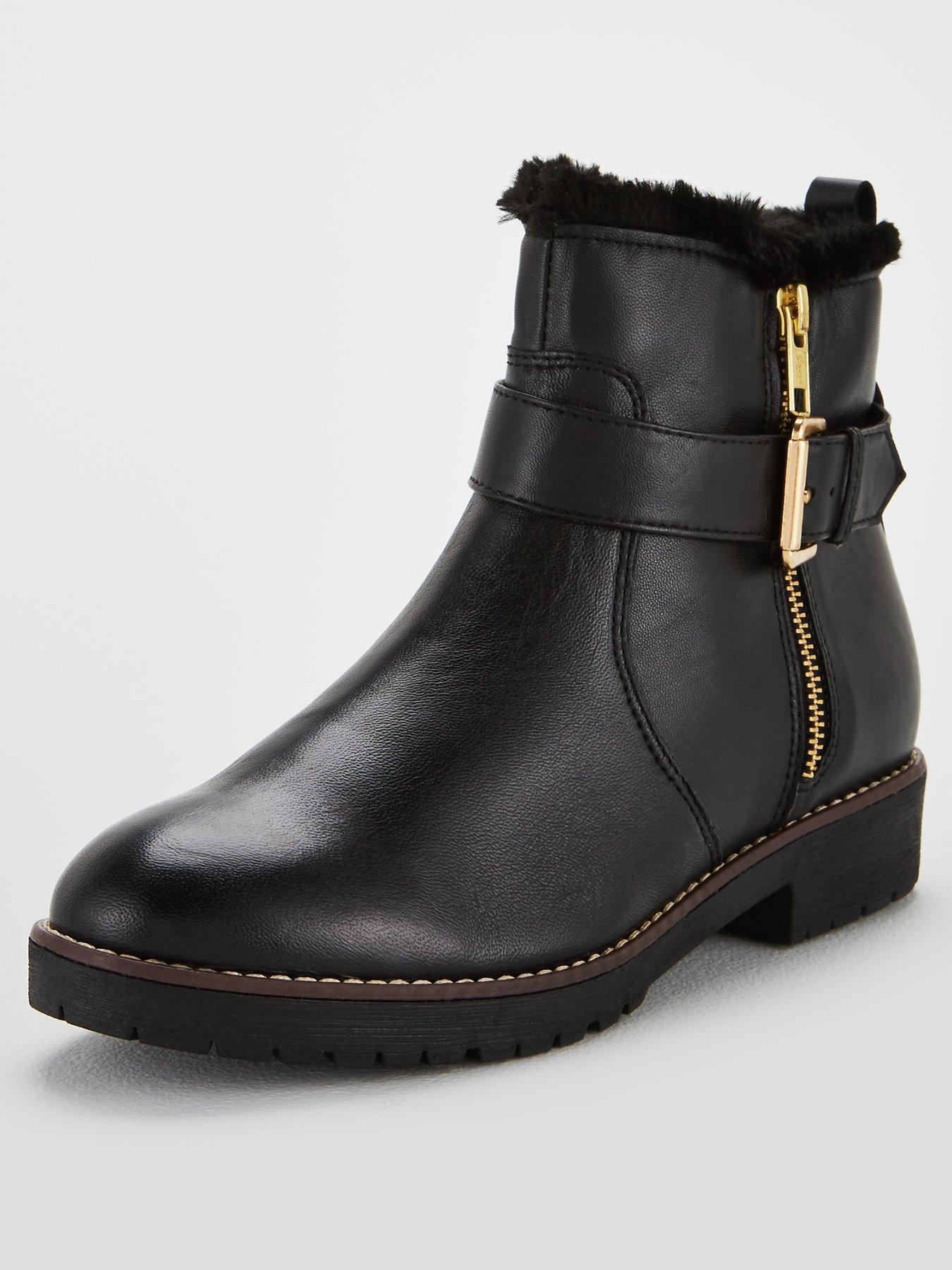 fur biker boots