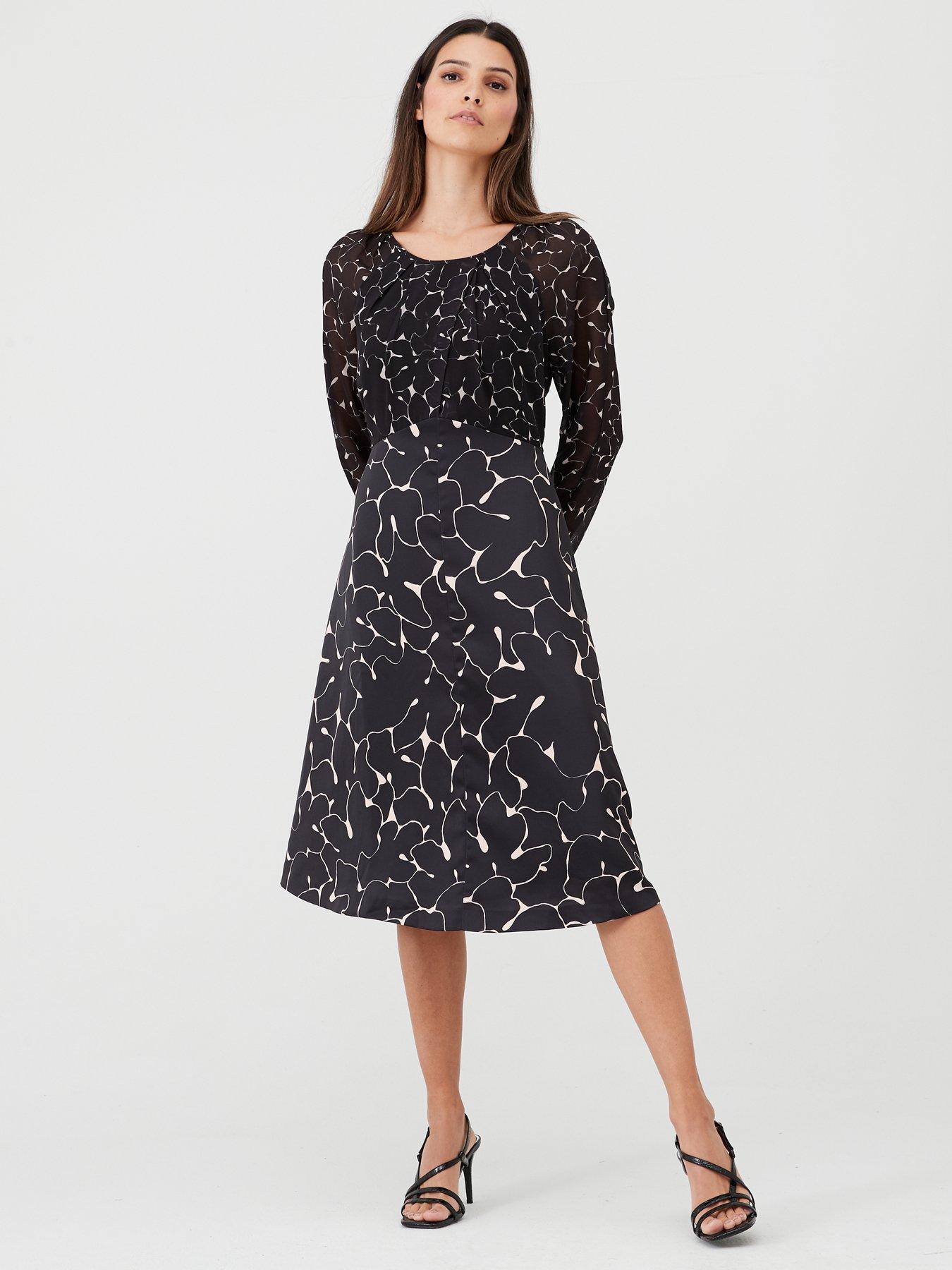 v by very mixed print midi dress