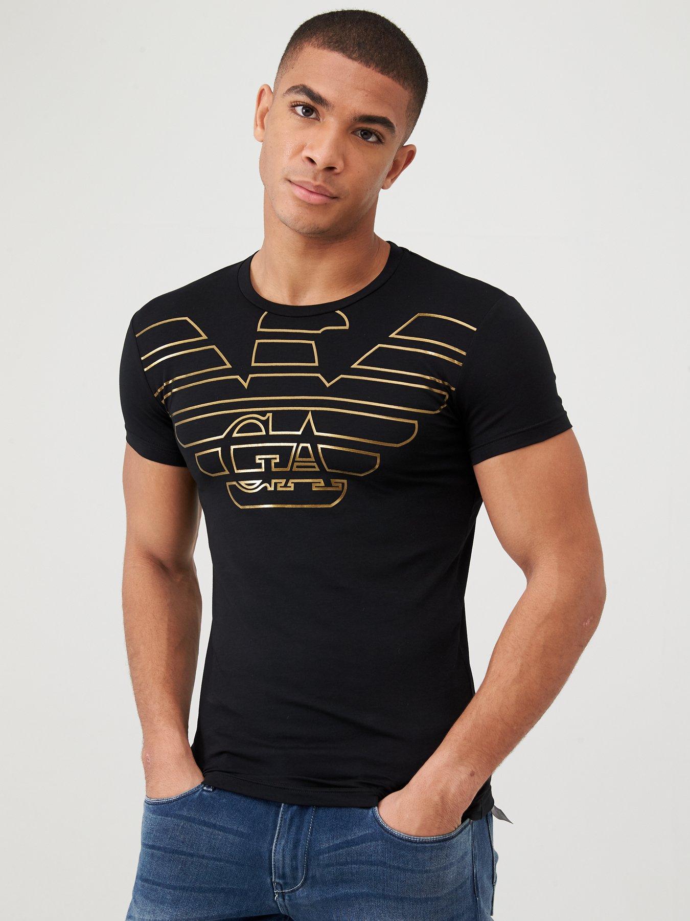 black and gold armani t shirt