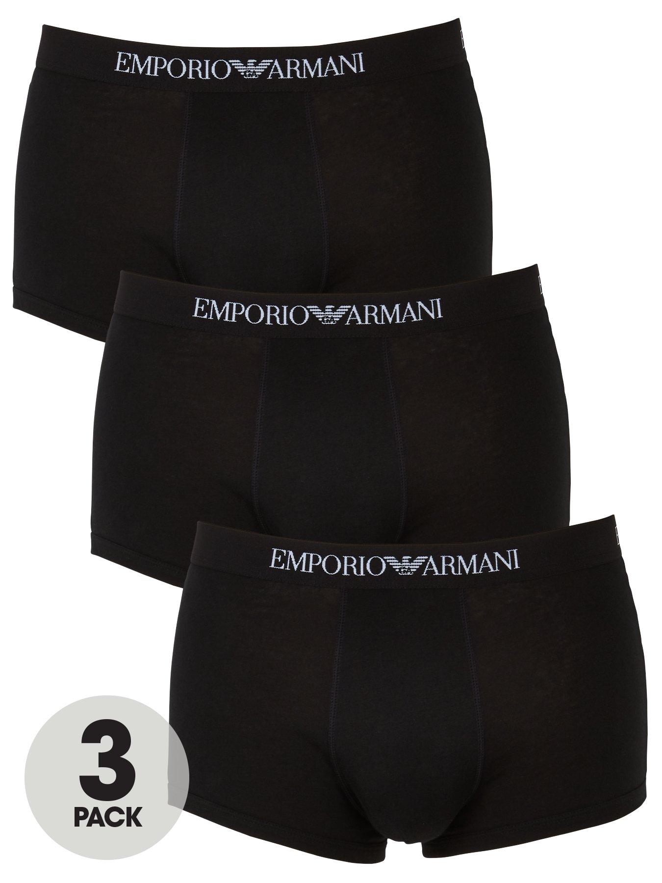 Image 1 of 3 of Emporio Armani Bodywear 3 Pack Pure Cotton Trunks - Black
