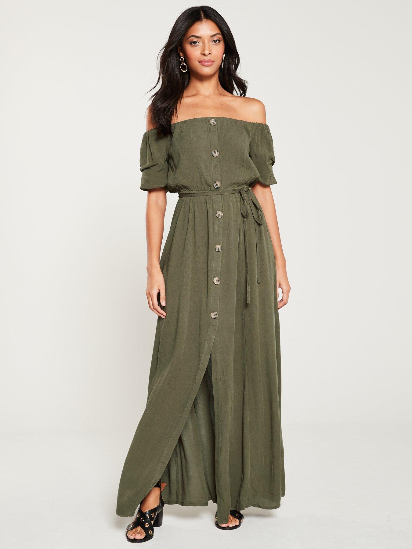 button through maxi dress uk