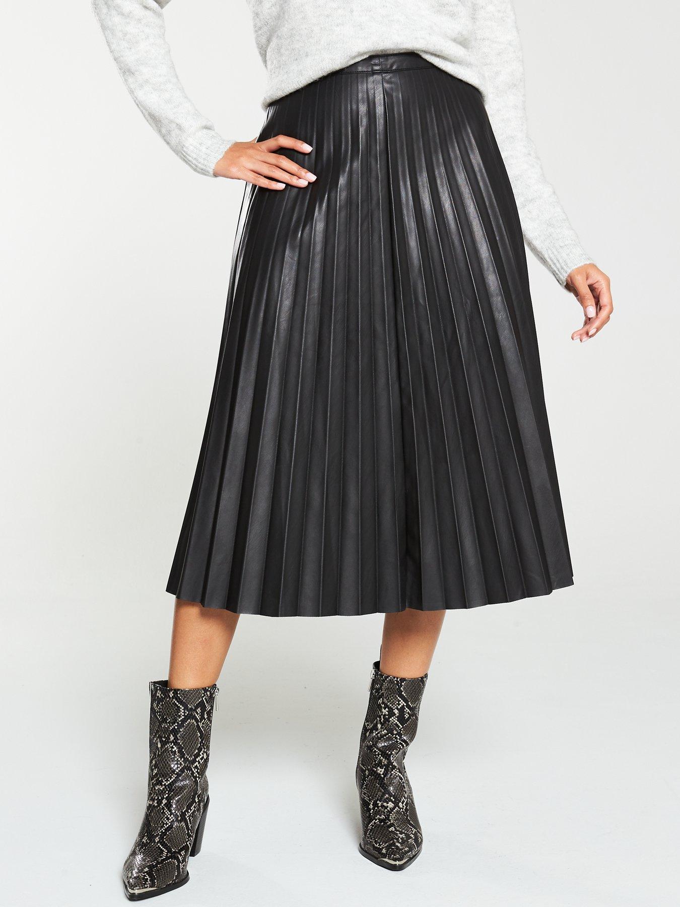 faux leather midi skirt uk