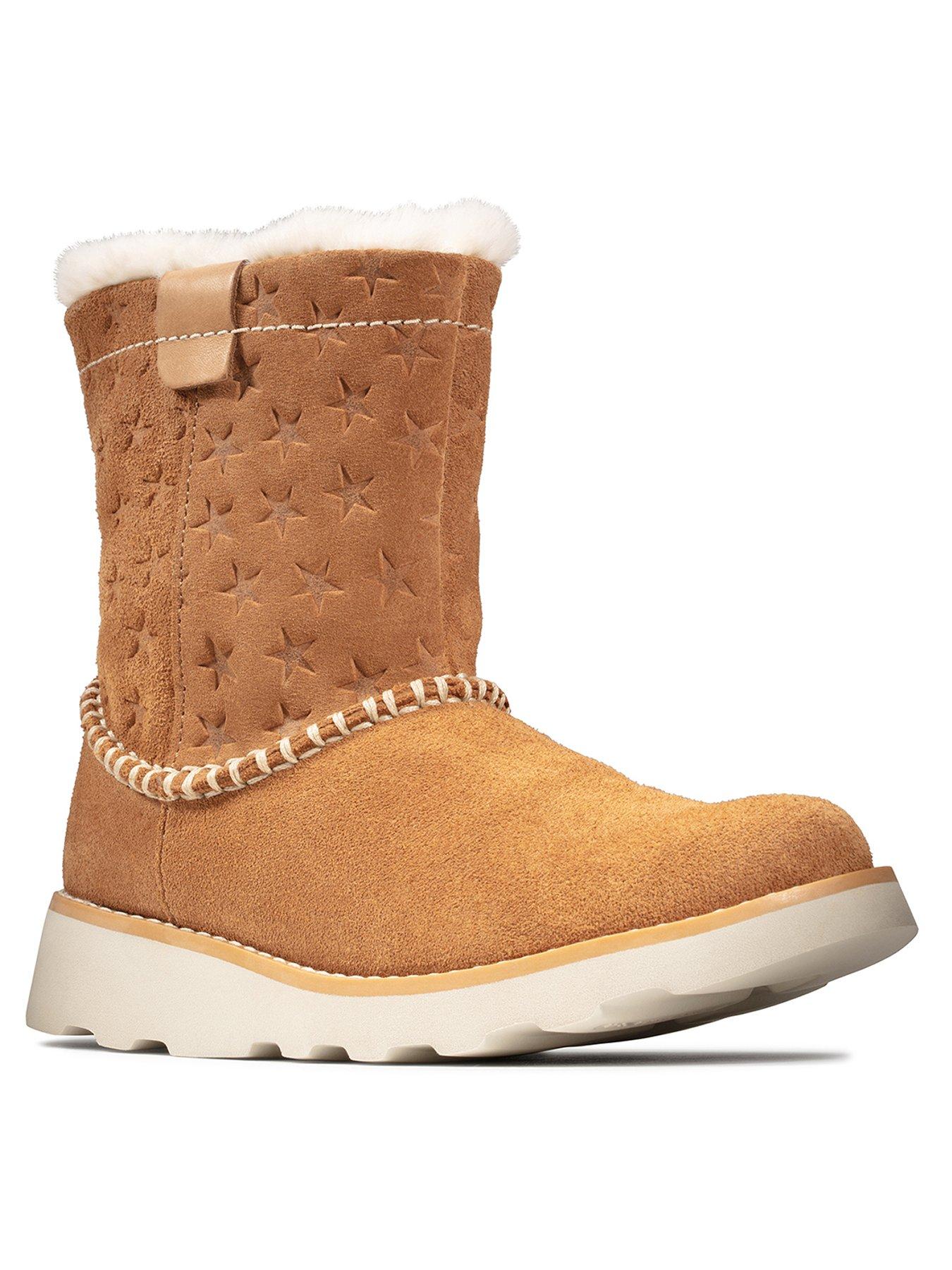 Clarks Girls Crown Piper Tan Boots 