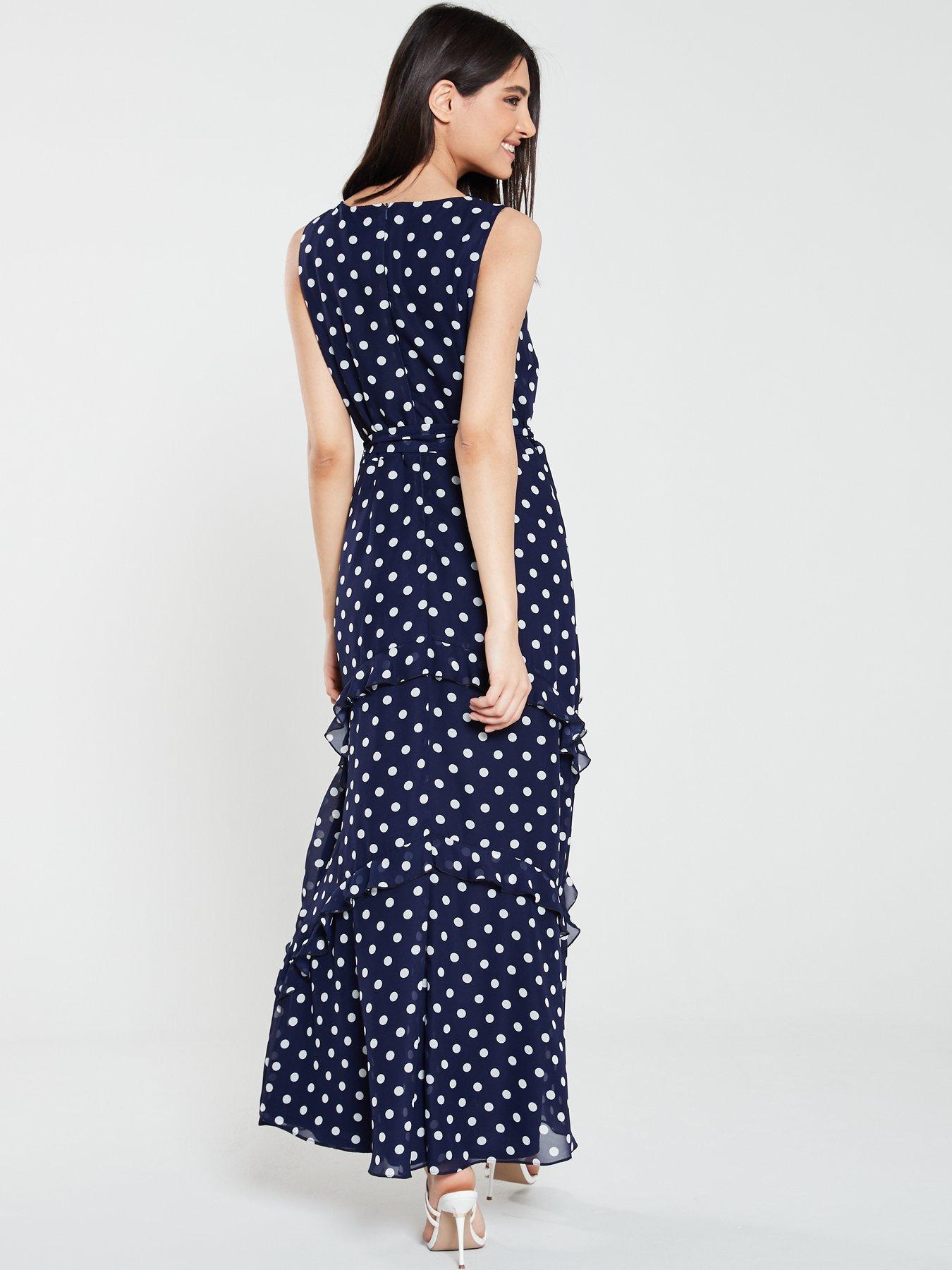 wallis navy and white spotted dress