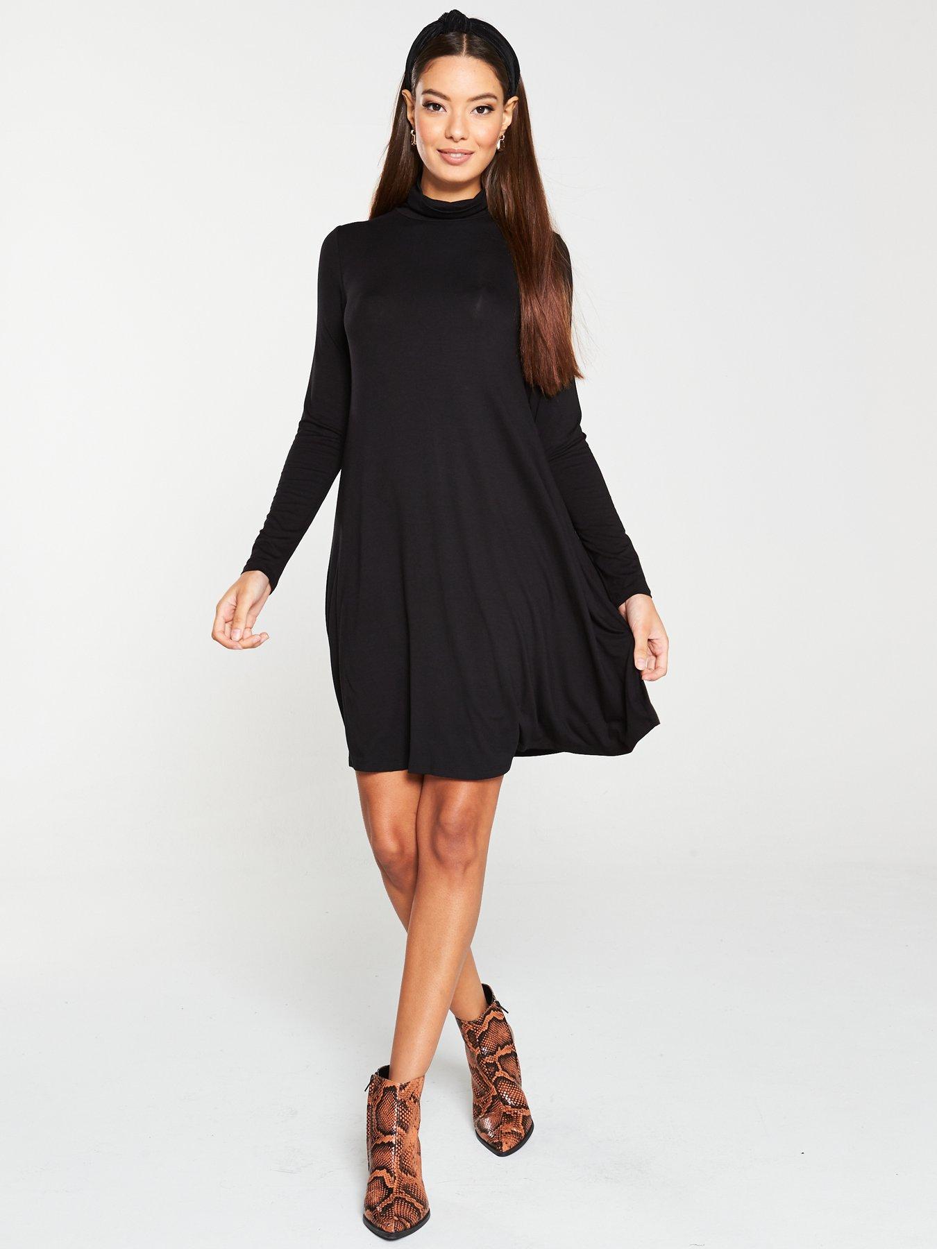 black roll neck dress uk
