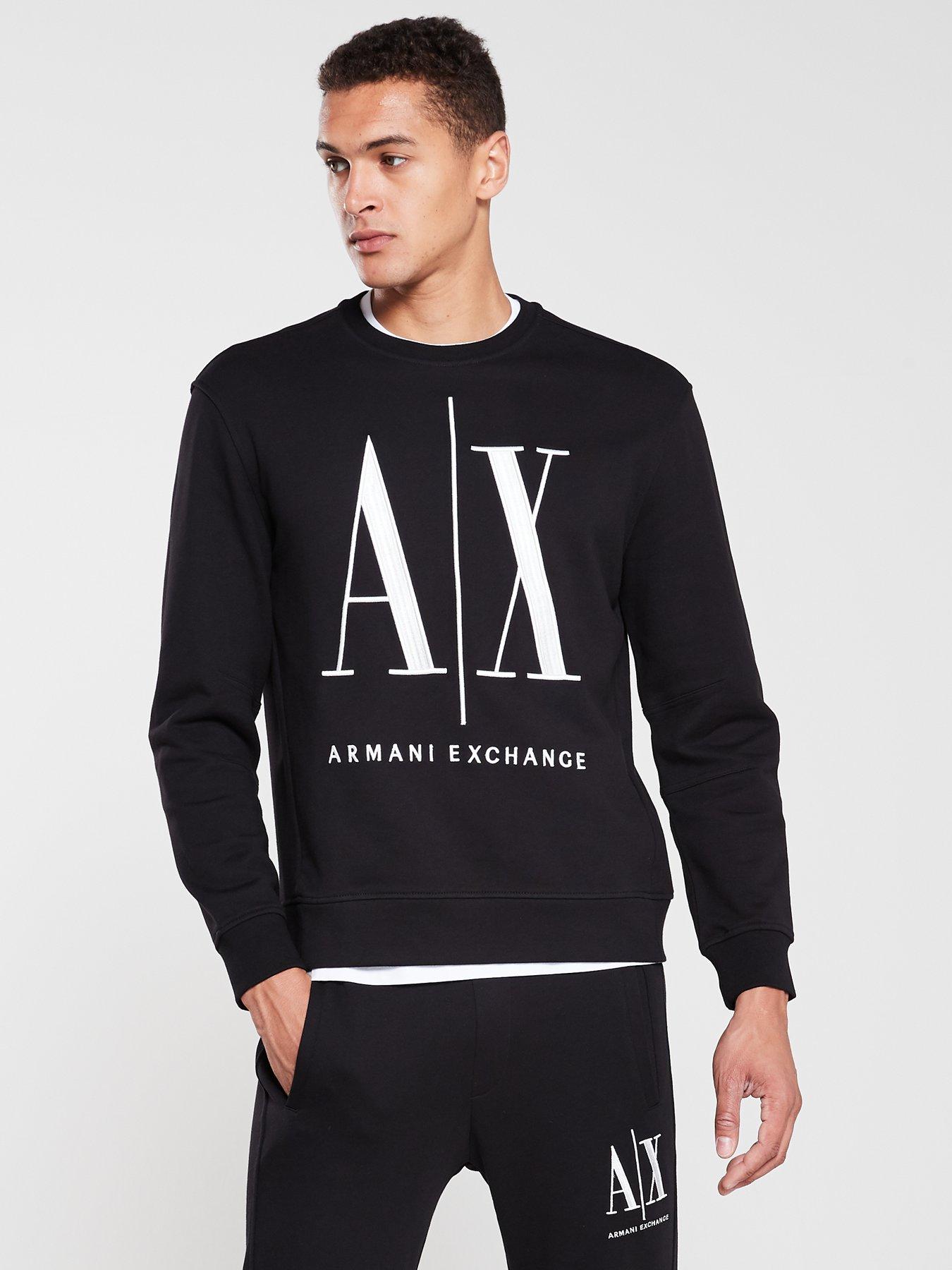 Armani Exchange Embroidered Large Logo Crew Sweat Black very