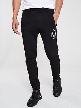 armani exchange embroidered logo sweat pants - black