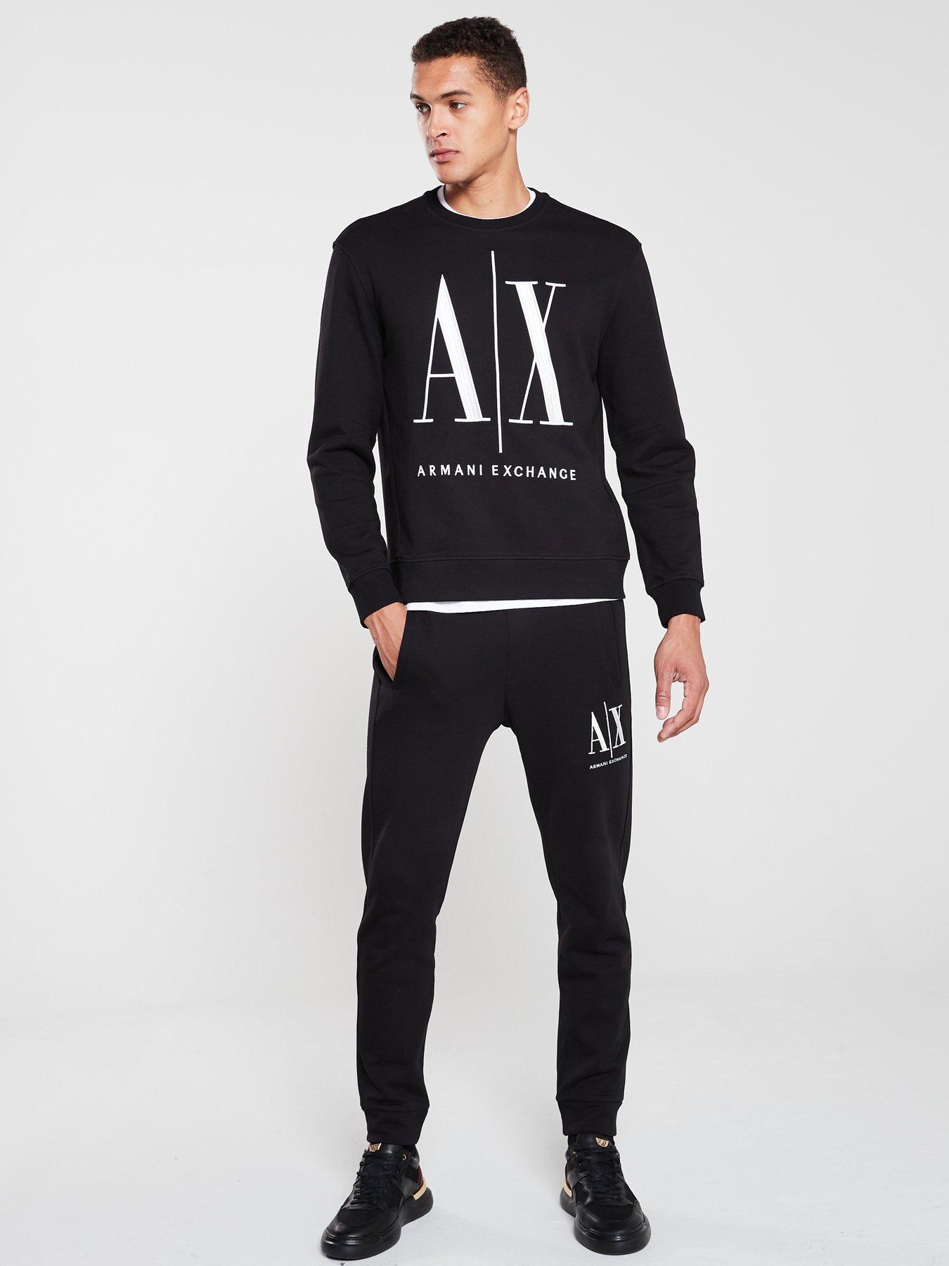 Armani Exchange Embroidered Logo Sweat Pants - Black