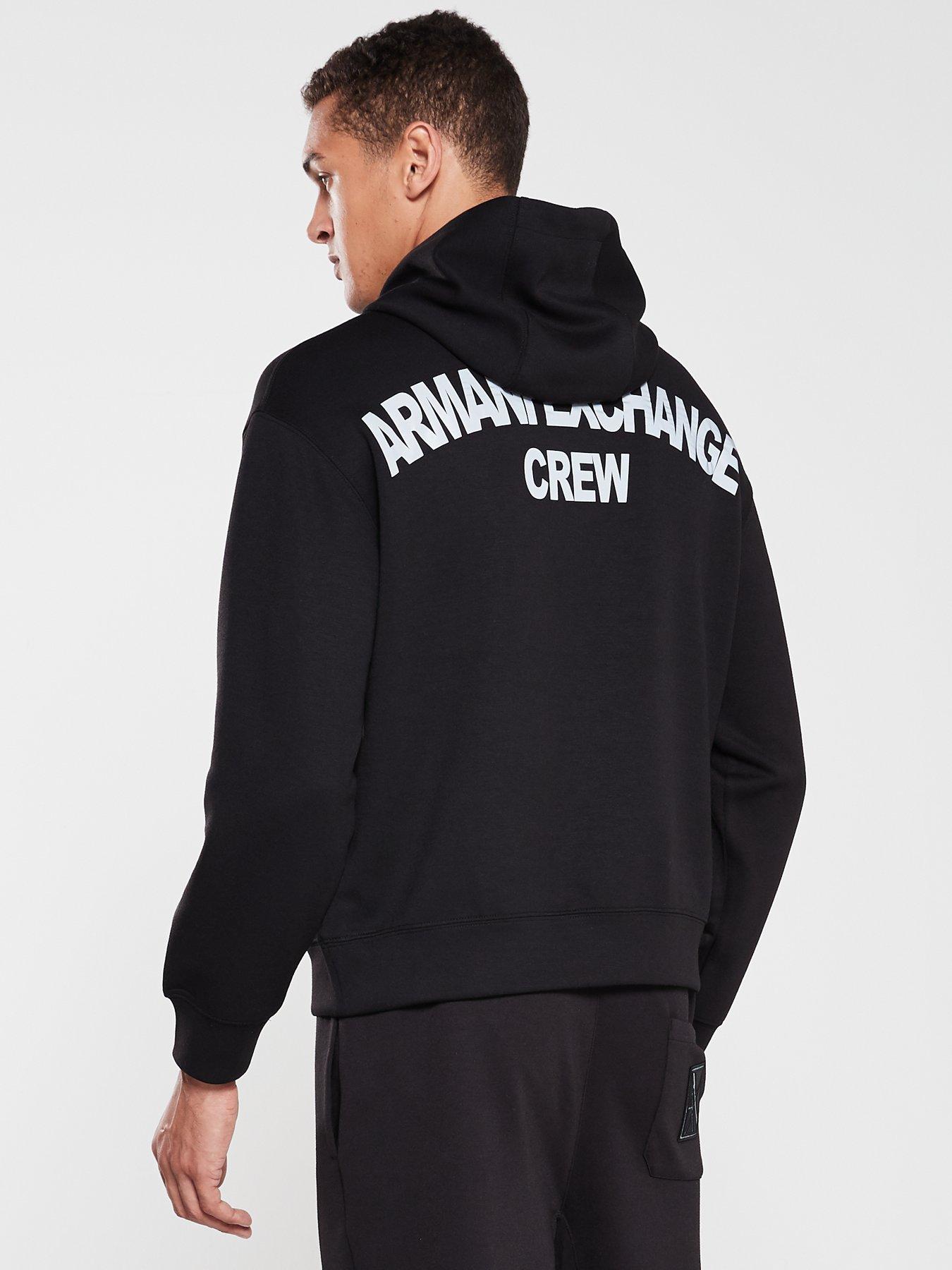 Armani Exchange Reflective Logo Hoodie Black Very Co Uk