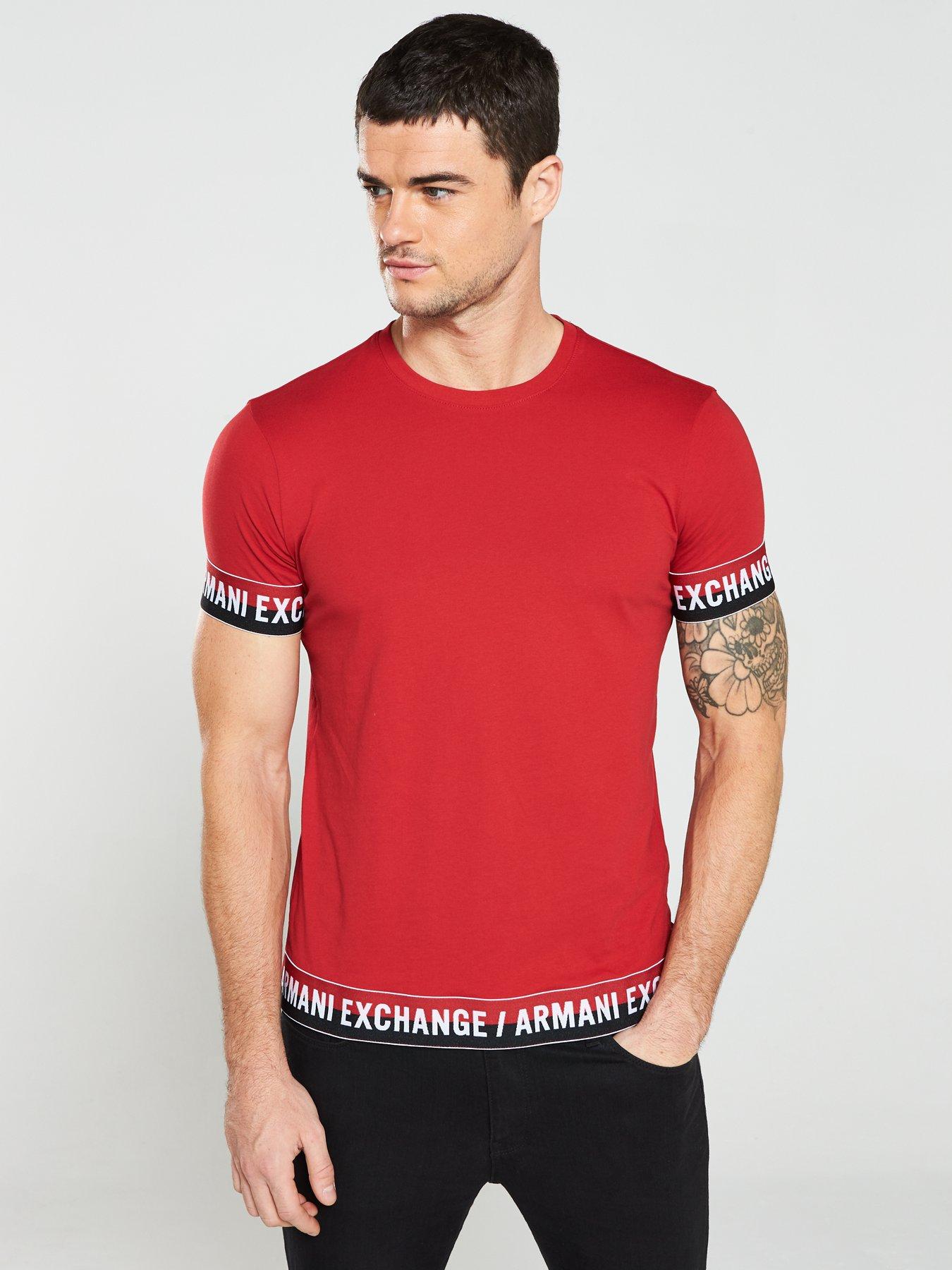 red armani exchange shirt