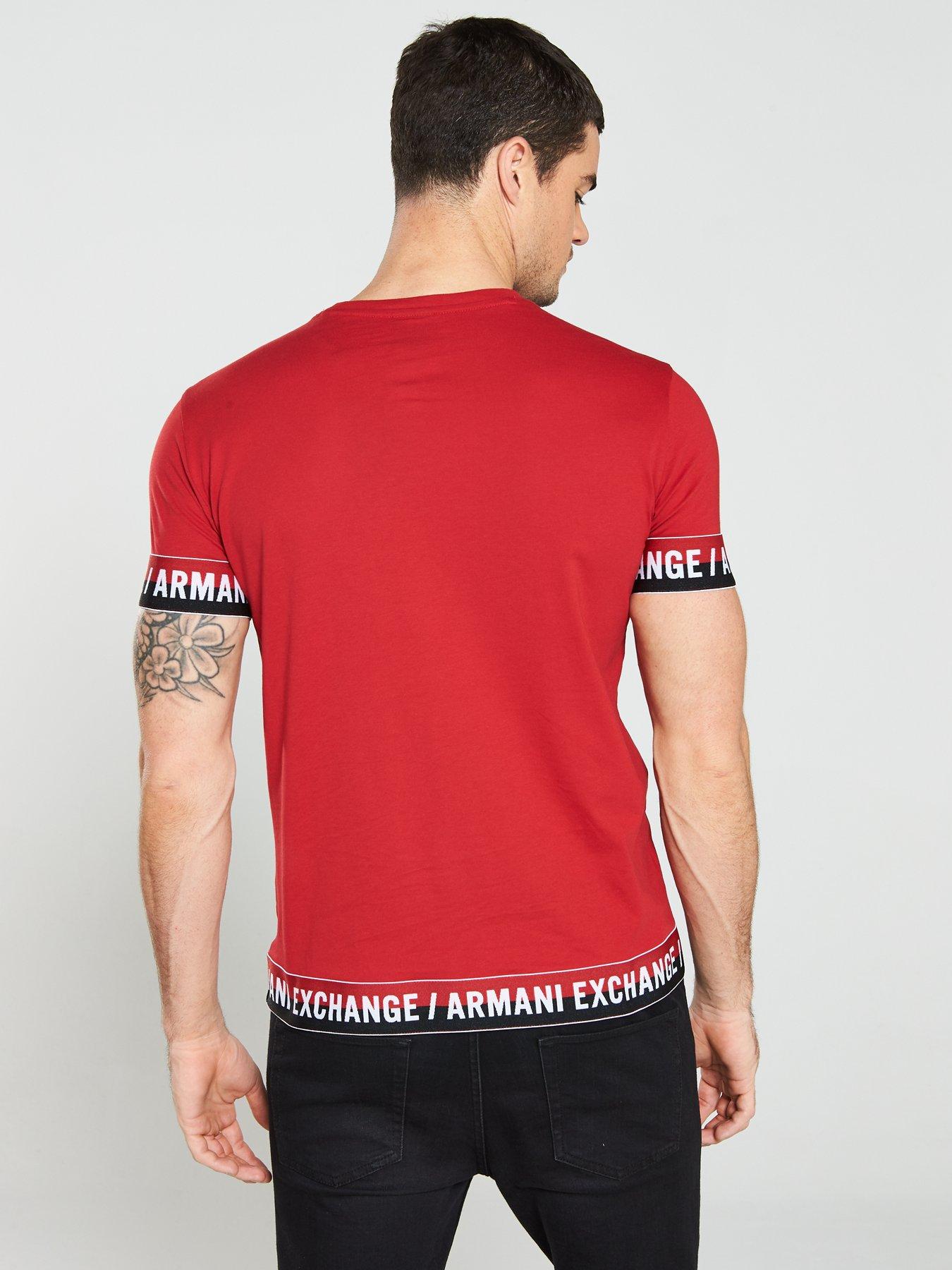 red armani exchange shirt