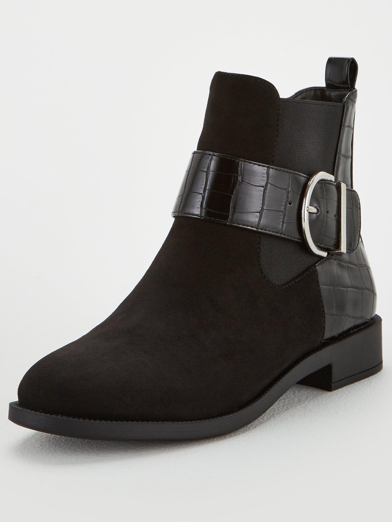 wide fit flat ankle boots uk