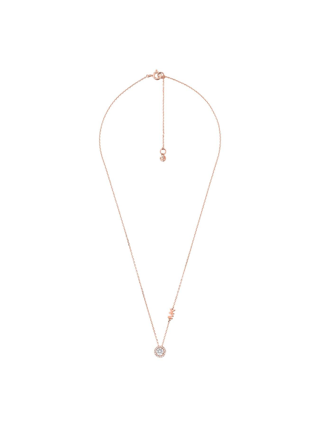  Michael Kors Rose Gold Plated Sterling Silver and Cubic Zirconia Logo Ladies Necklace