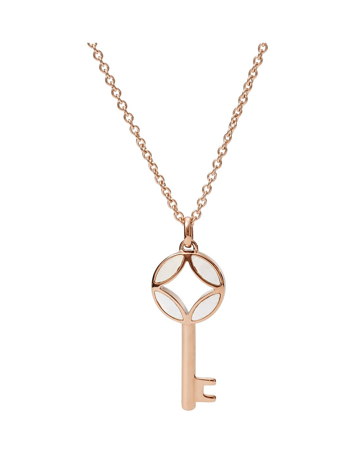 Fossil Fossil Signature Rose Gold And Mother Of Pearl Key Pendant Ladies Necklace review