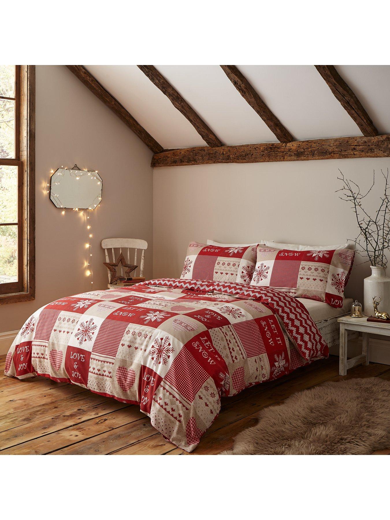 Product photograph of Catherine Lansfield Let It Snow Christmas Duvet Cover Set from very.co.uk