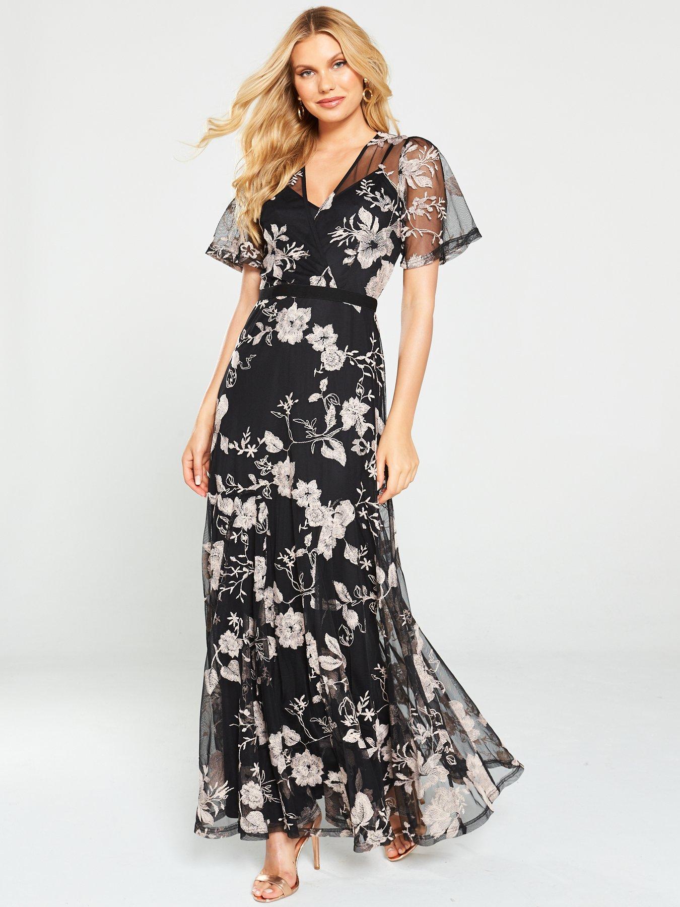 floral overlay maxi dress