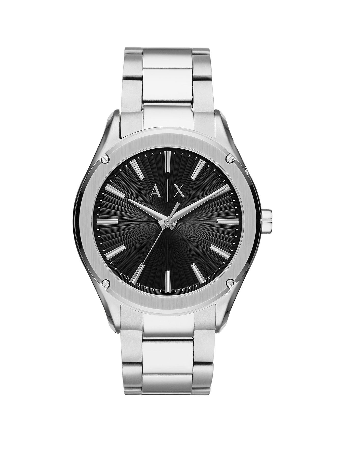 armani exchange black stainless steel bracelet watch