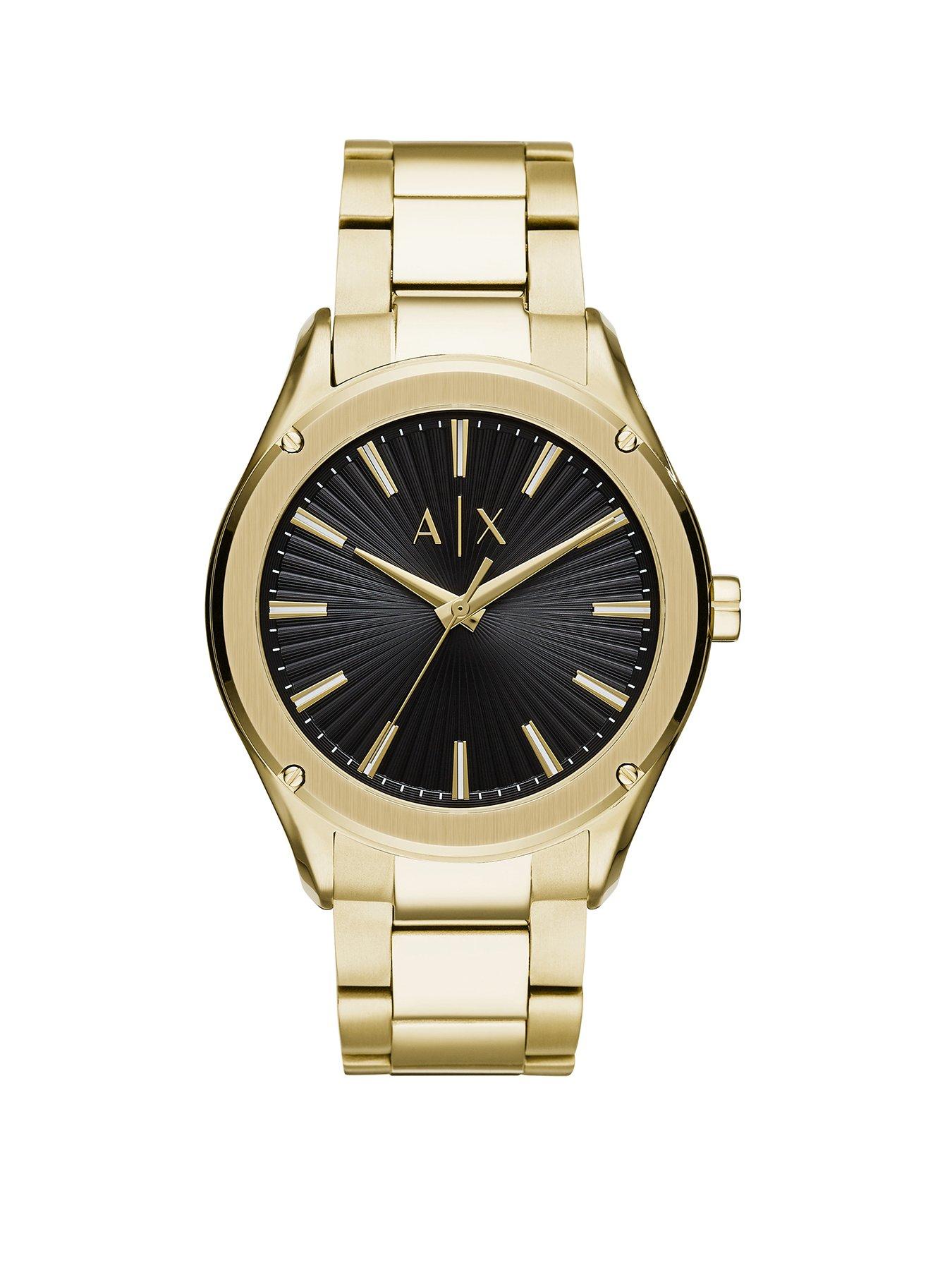 Armani Exchange Armani Exchange Black Sunray And Gold Detail Dial Gold Stainless Steel Bracelet Mens Watch review