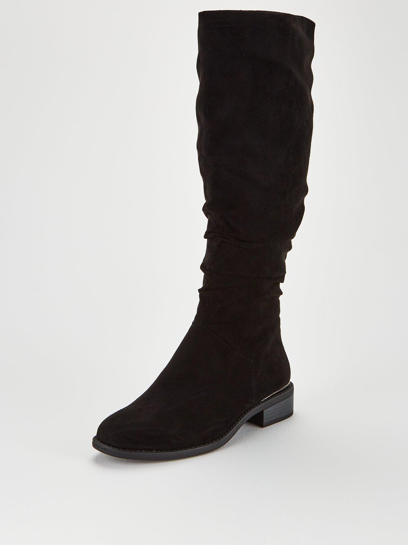 wide leg knee high boots uk