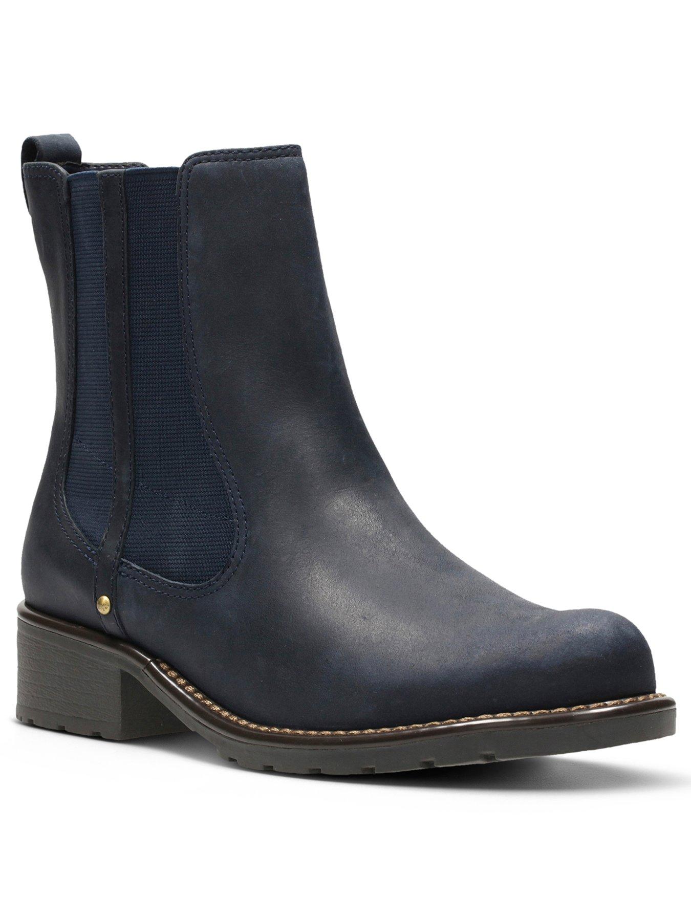 clarks navy ankle boots