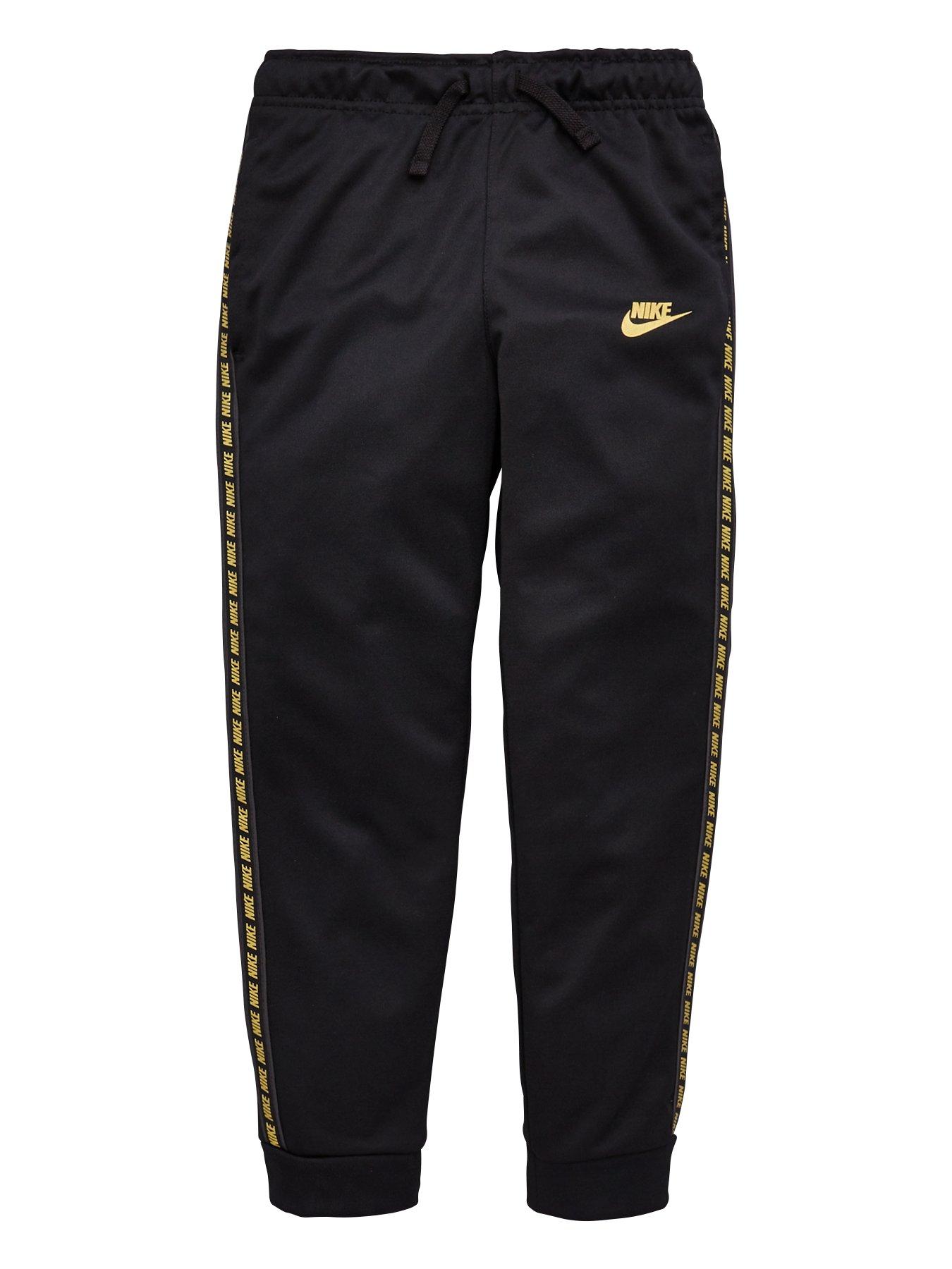 nike black and gold tracksuit