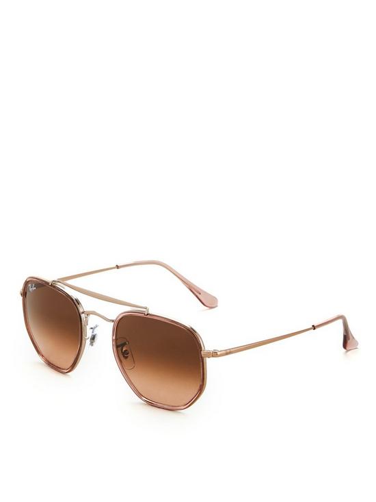 front image of ray-ban-the-marshalnbspround-sunglasses-copper