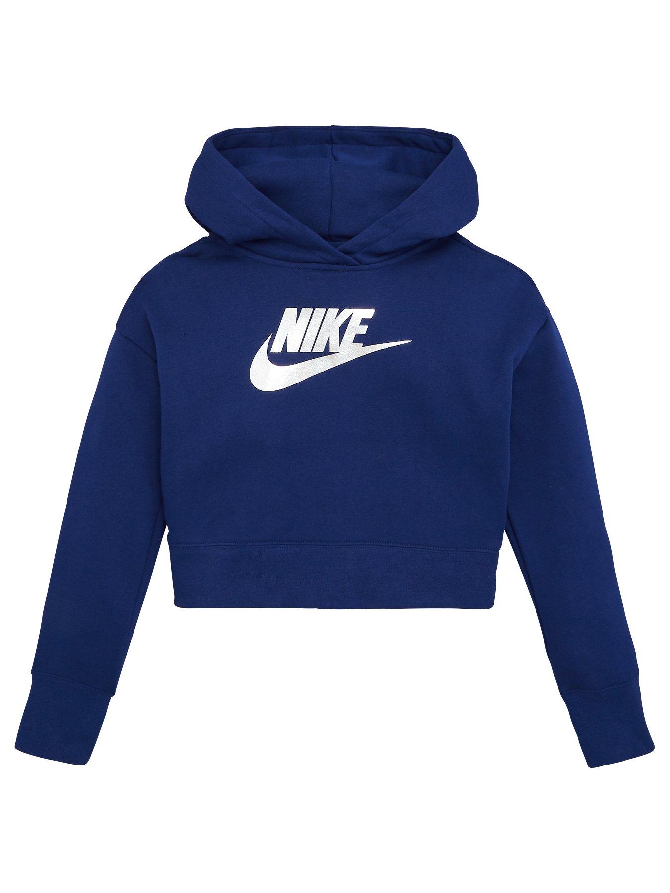 blue nike cropped hoodie