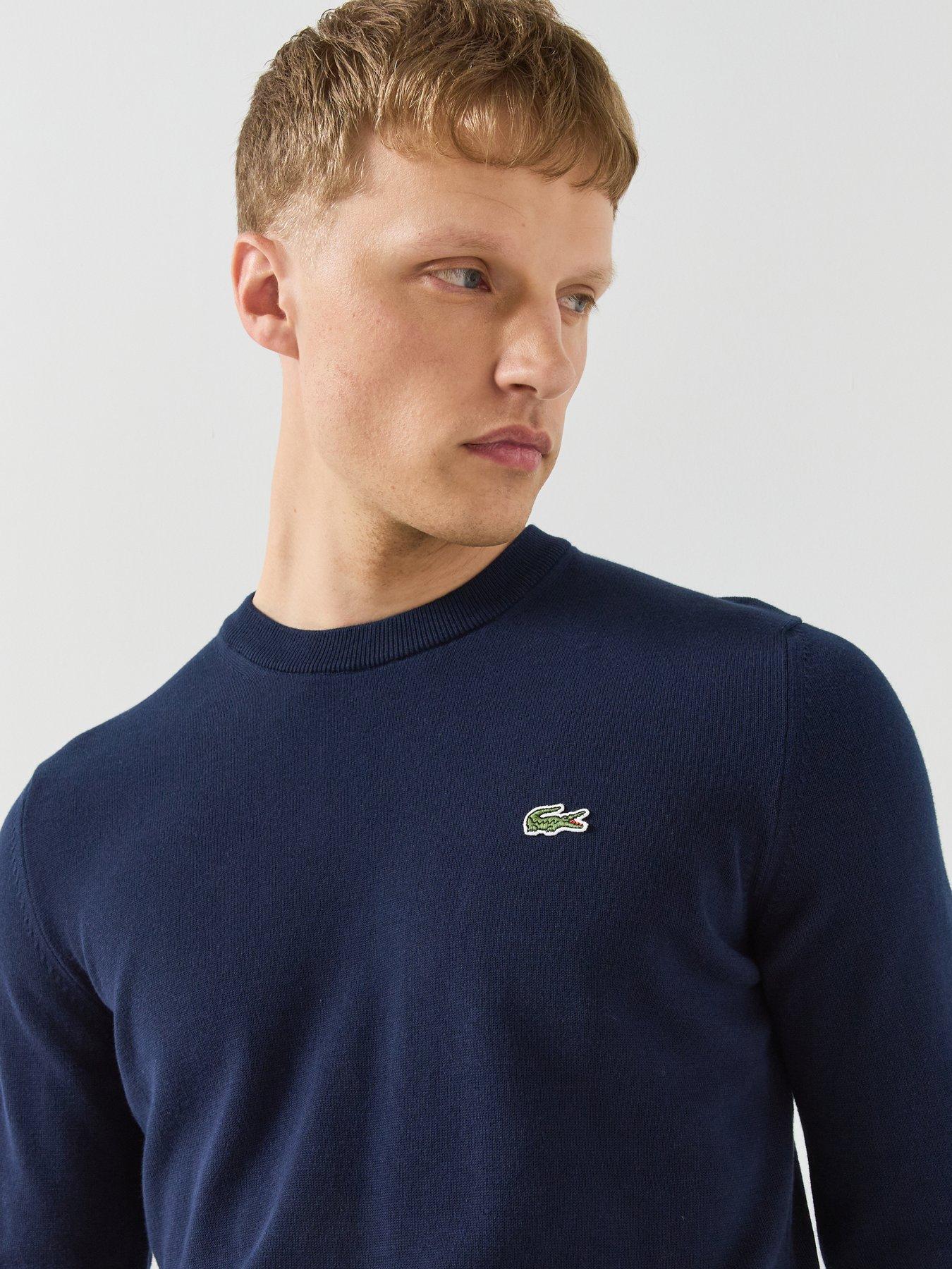 Image 4 of 6 of Lacoste Crew Neck Logo Knitted Jumper - Navy
