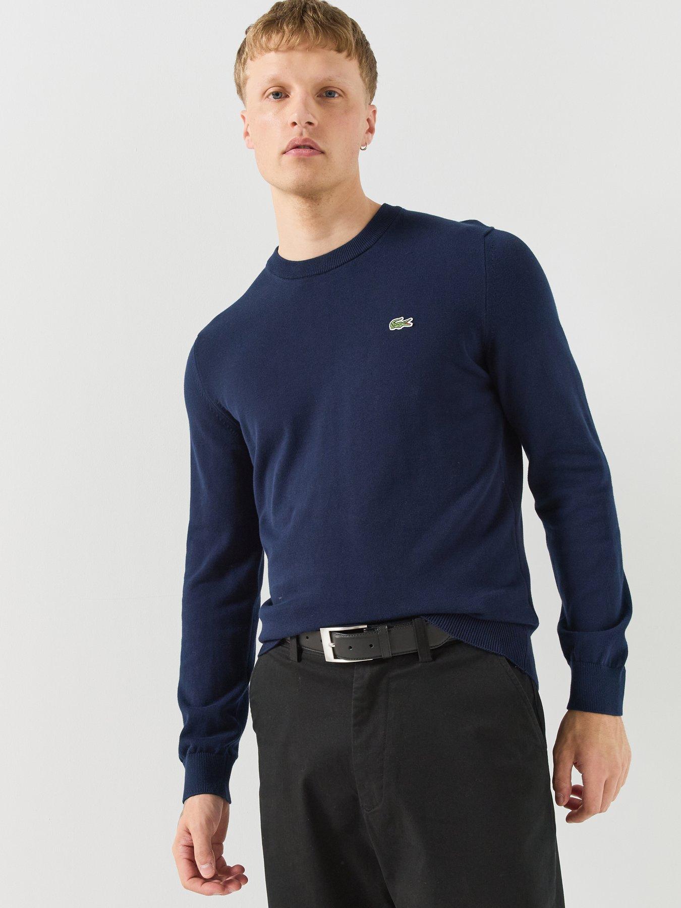 Image 5 of 6 of Lacoste Crew Neck Logo Knitted Jumper - Navy