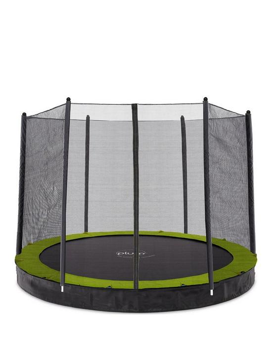 front image of plum-8ft-circular-in-ground-trampoline-with-enclosure