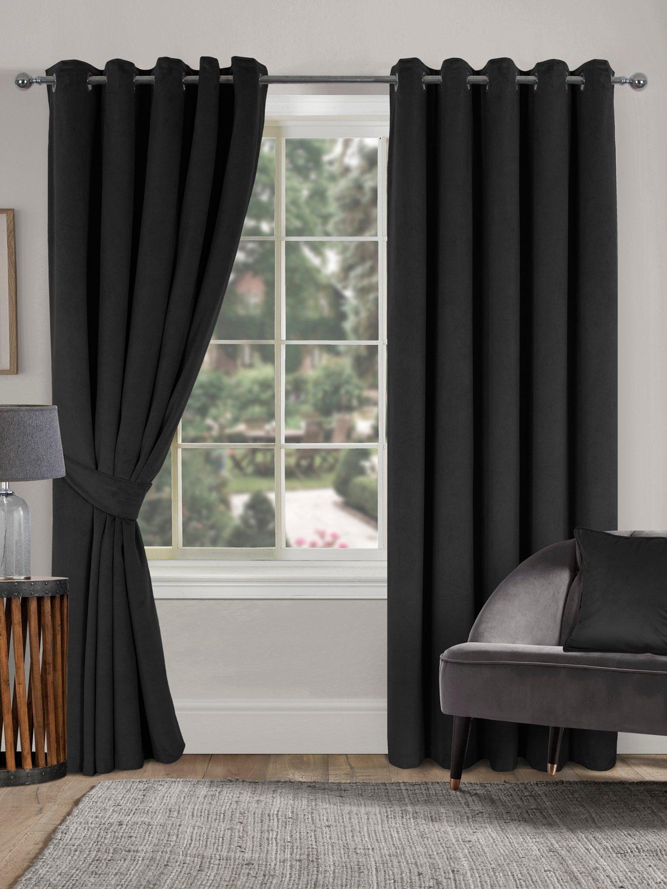 Product photograph of Very Home Thermal Velour Eyelet Lined Curtains from very.co.uk