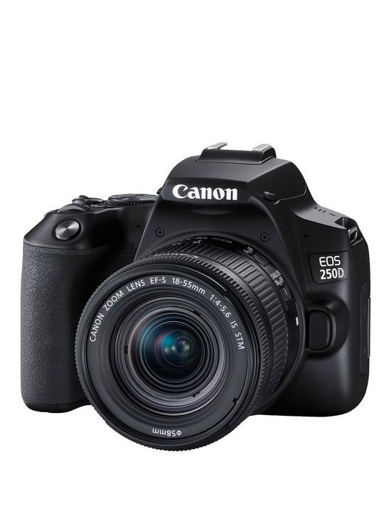 front image of canon-eos-250d-slr-cameranbsp--241mp-3-inch-lcd-display-4k-fhd-wifi-black