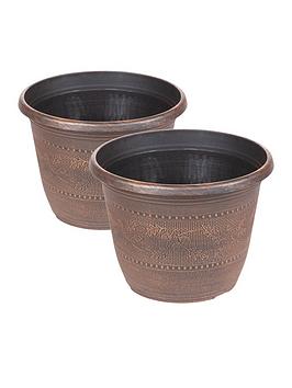 Product photograph of Pair Of Acorn Planters Round 10-inch from very.co.uk
