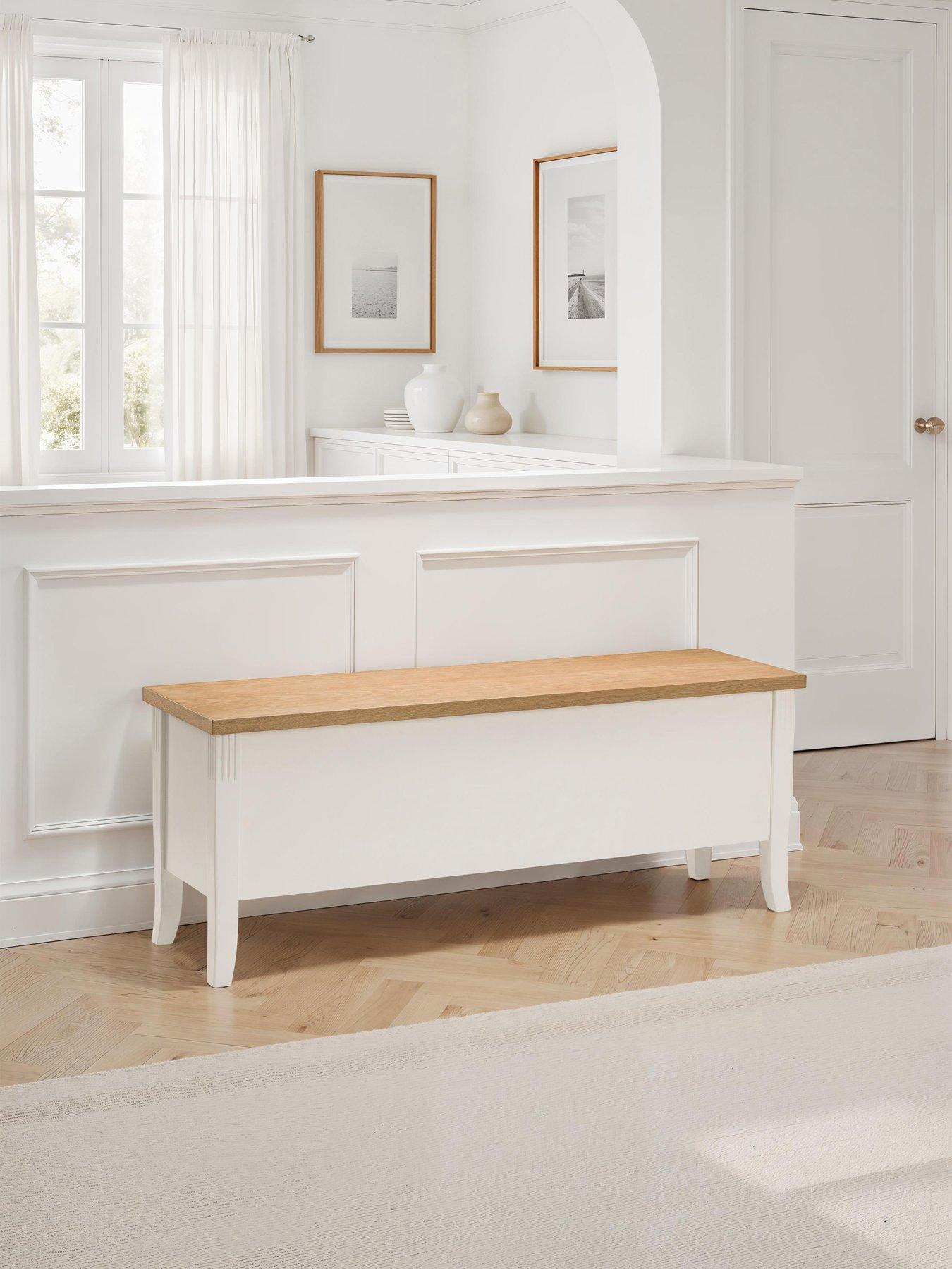 Julian Bowen Davenport Solid Wood and Oak Veneer Storage Bench | Very