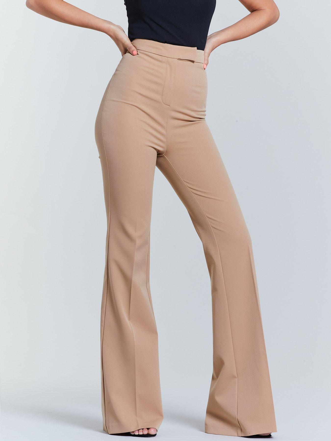 camel flared trousers
