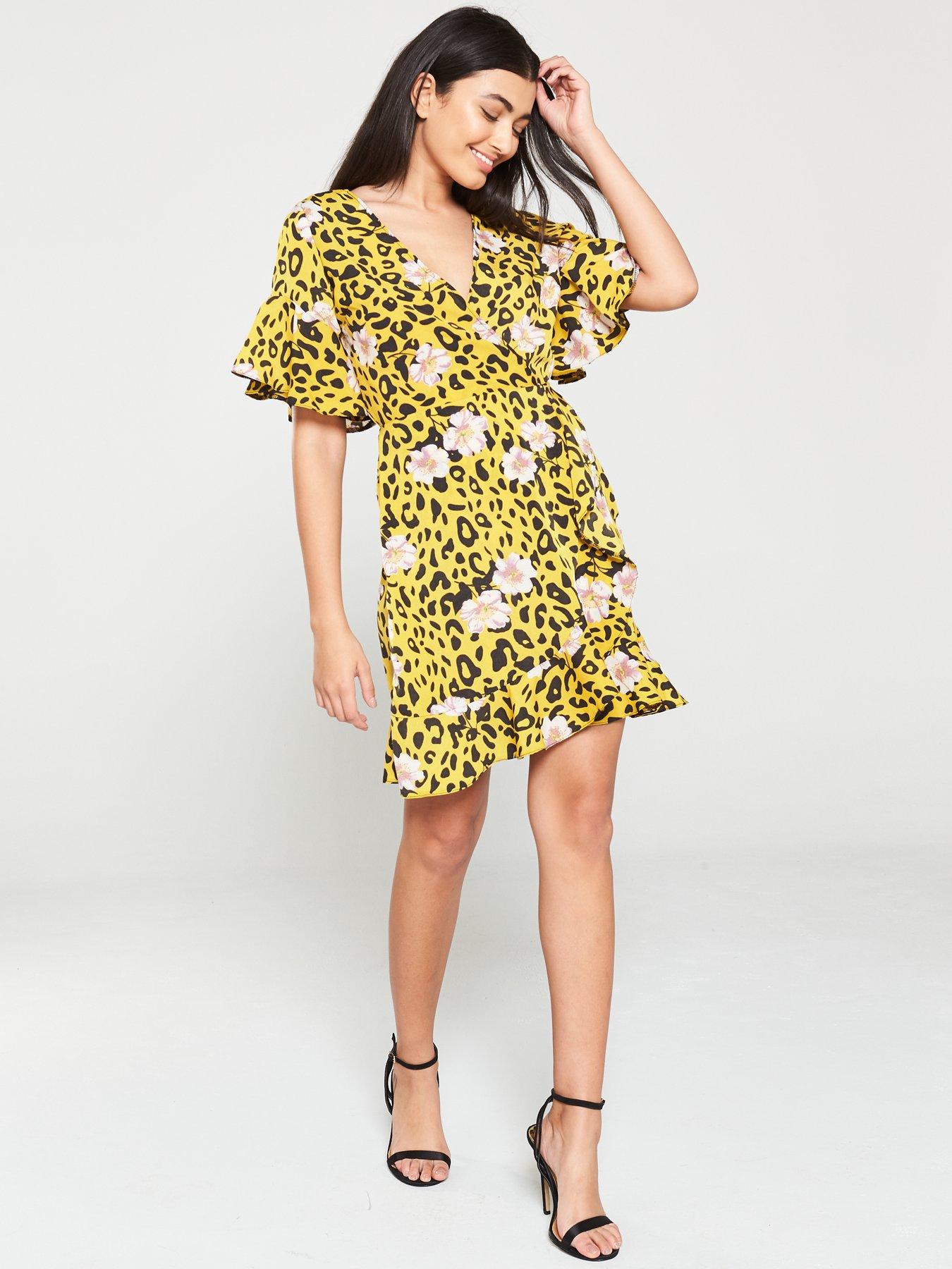 ax paris yellow animal print dress