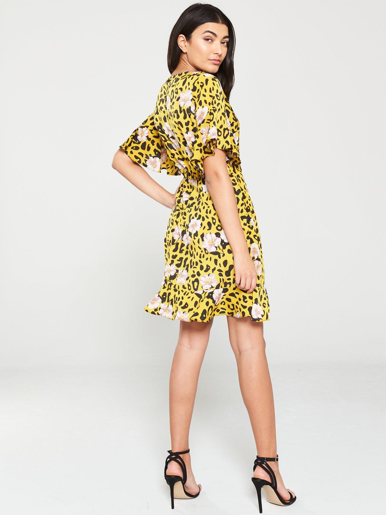 ax paris yellow animal print dress