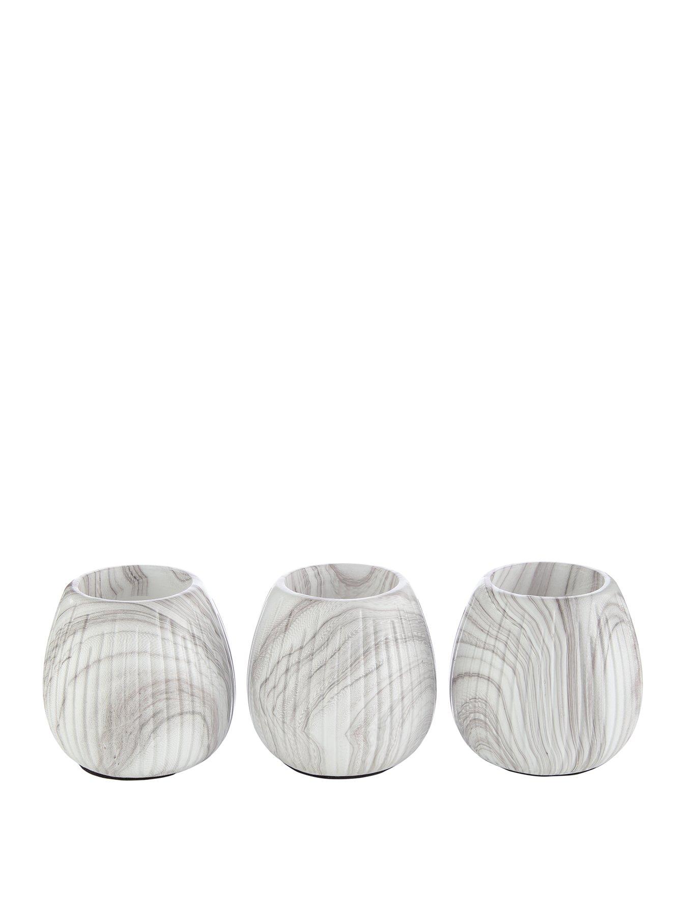 Set Of 3 Marble Tealight Holders Very Co Uk