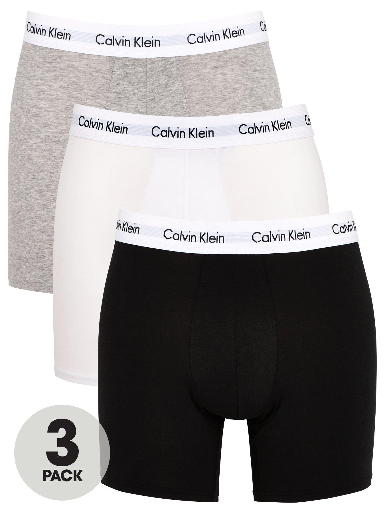 Calvin Klein 3 Pack Boxer Briefs - Multi, White/Black/Grey, Size S, Men