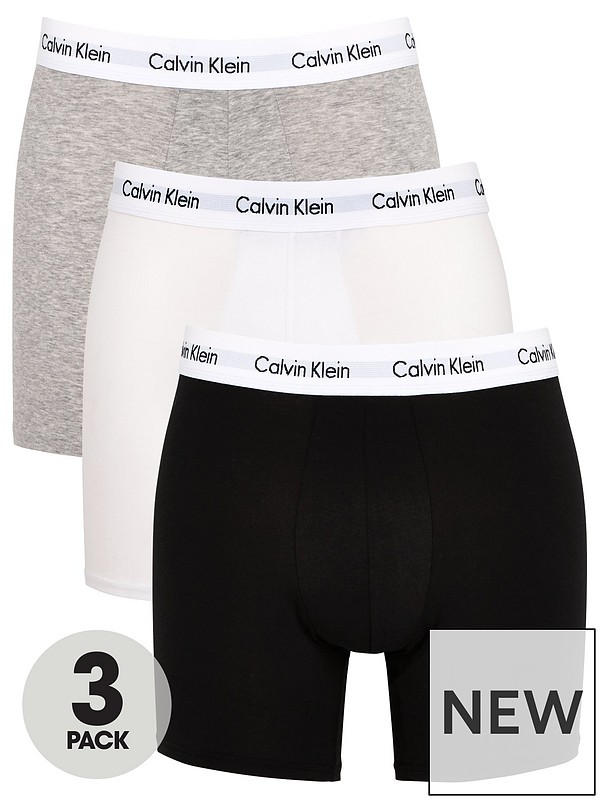 Calvin Klein 3 Pack Boxer Briefs - White/Black/Grey 