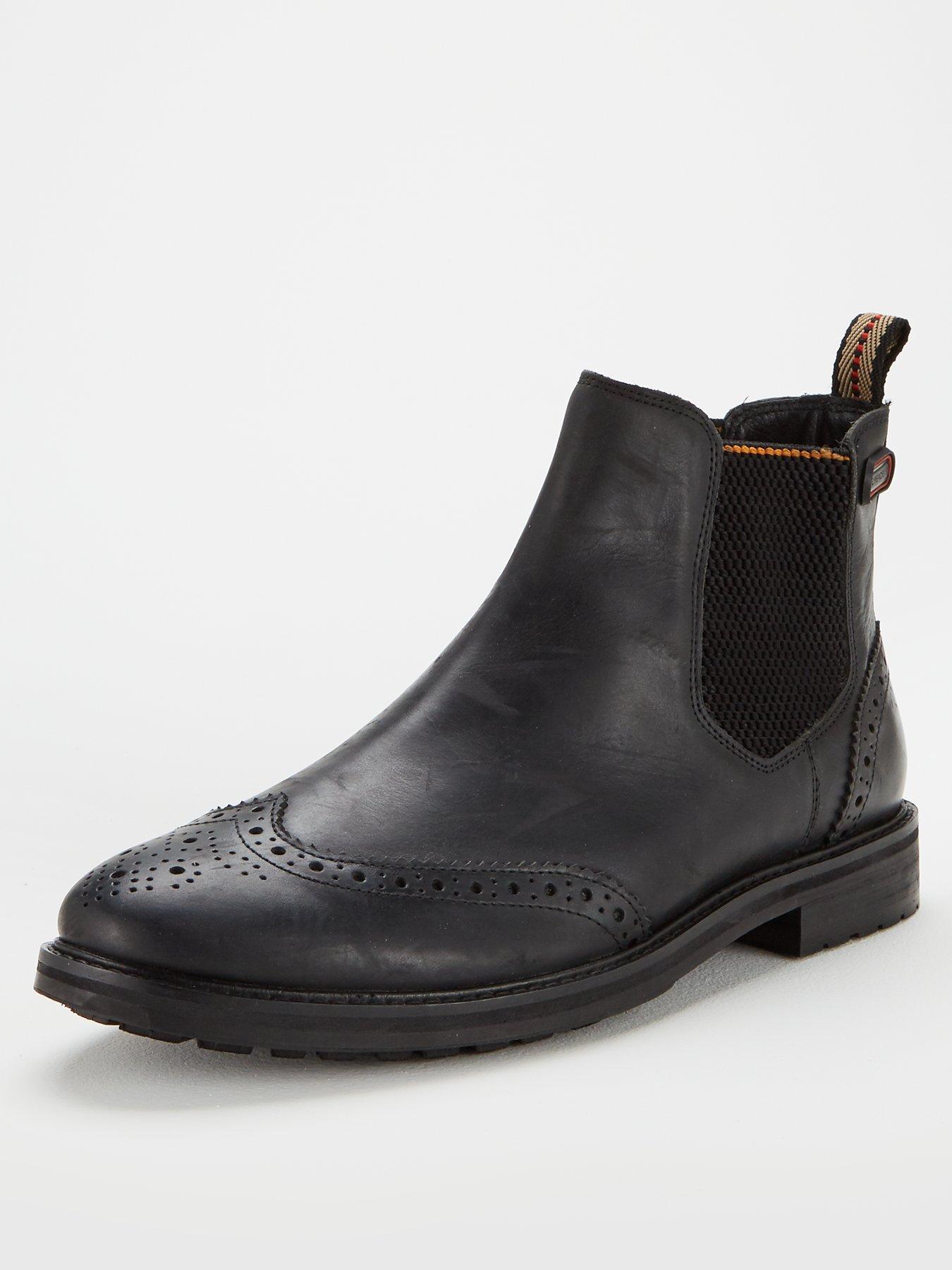 black chelsea brogue boots