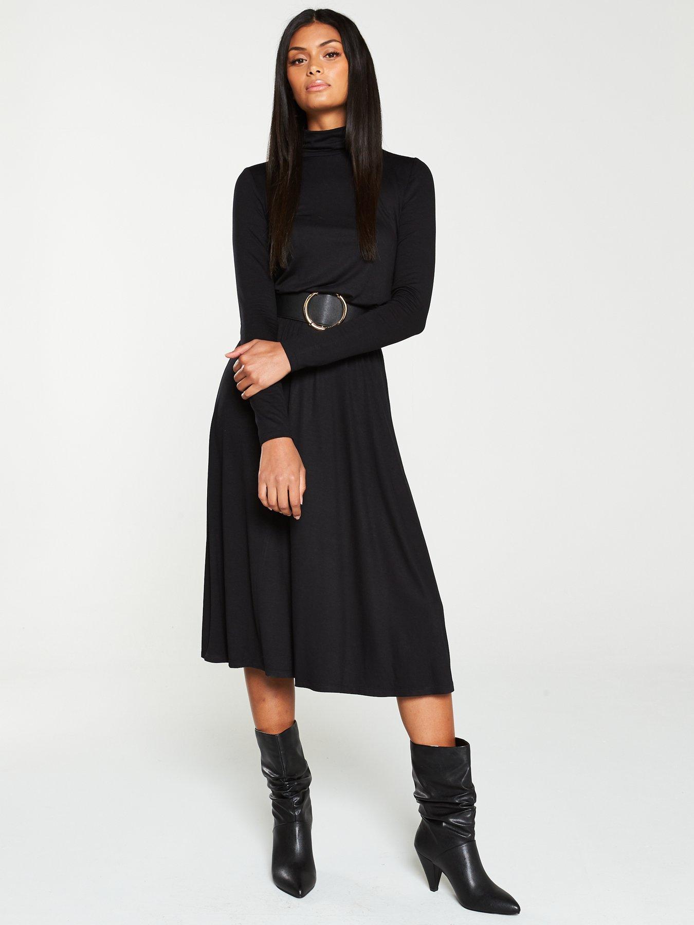 black roll neck dress uk